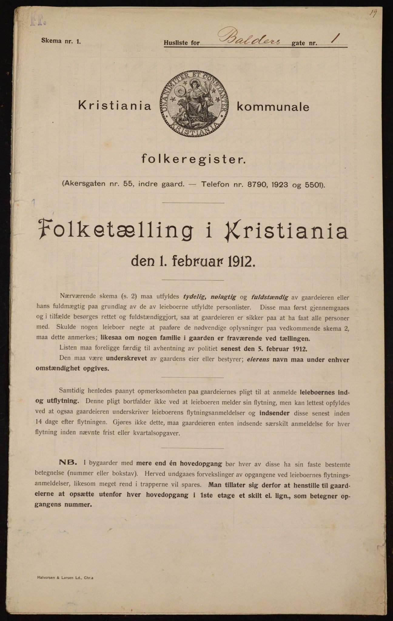 OBA, Municipal Census 1912 for Kristiania, 1912, p. 2934