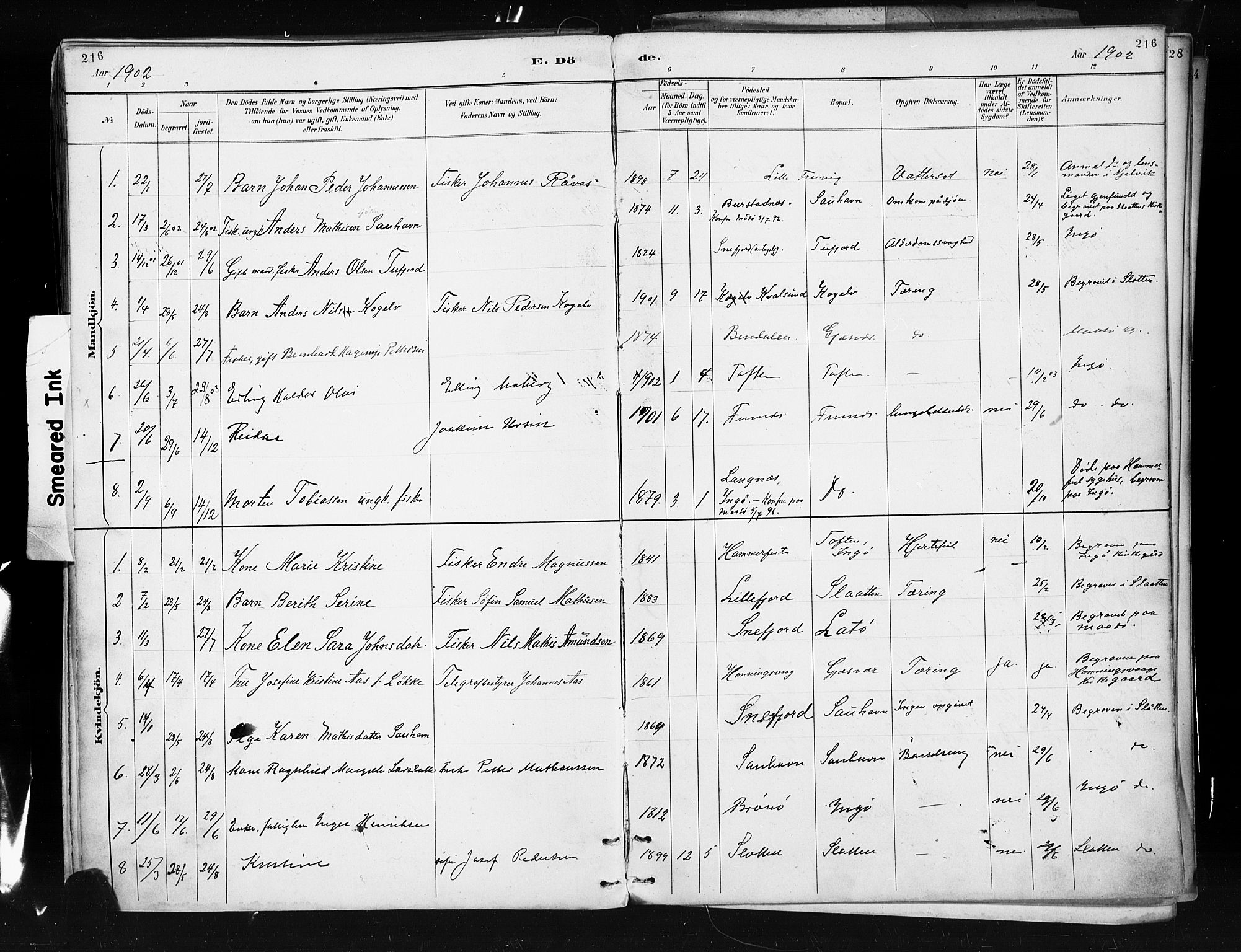 Måsøy sokneprestkontor, SATØ/S-1348/H/Ha/L0005kirke: Parish register (official) no. 5, 1892-1902, p. 216