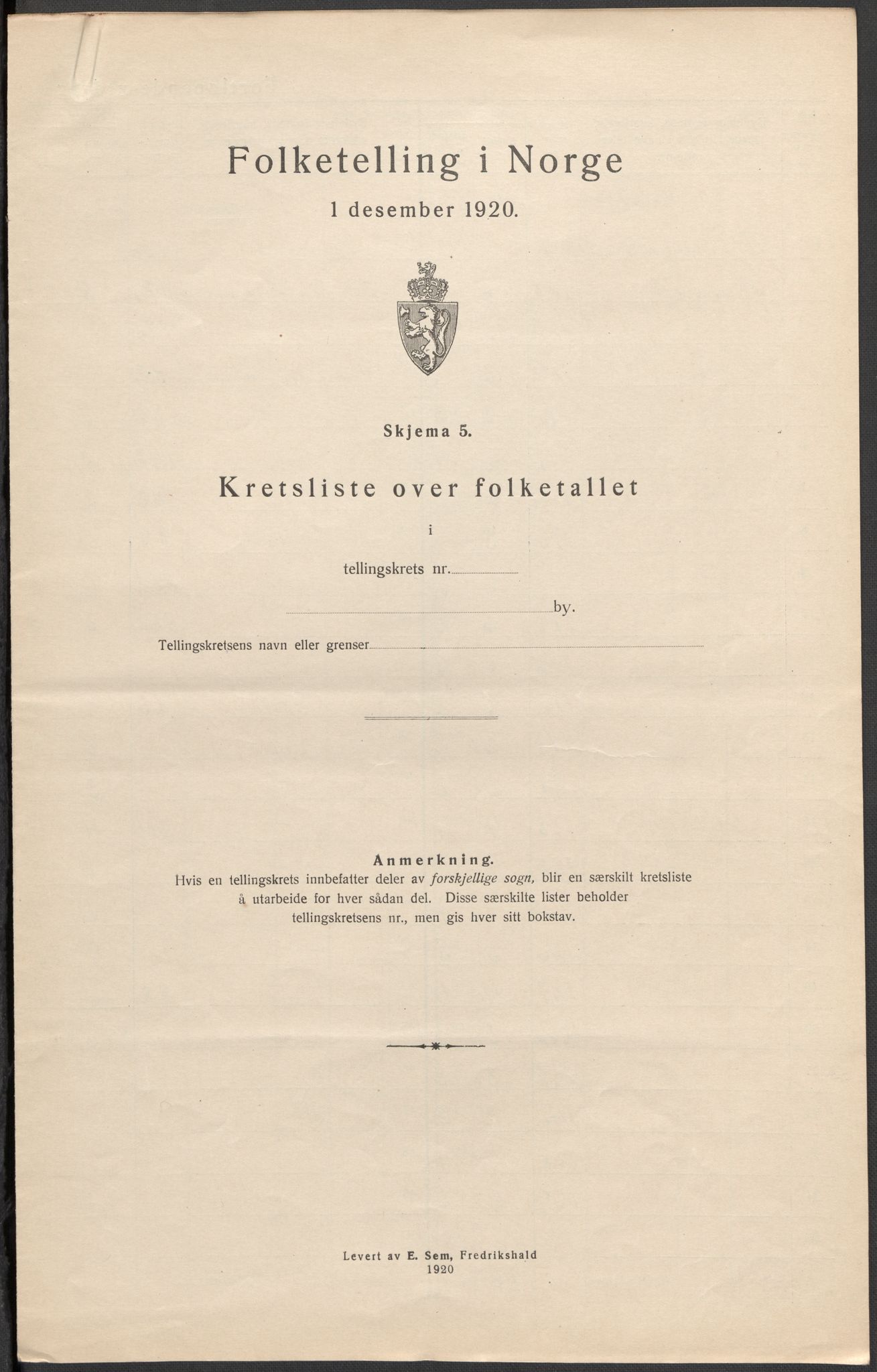 SAKO, 1920 census for Brevik, 1920, p. 6