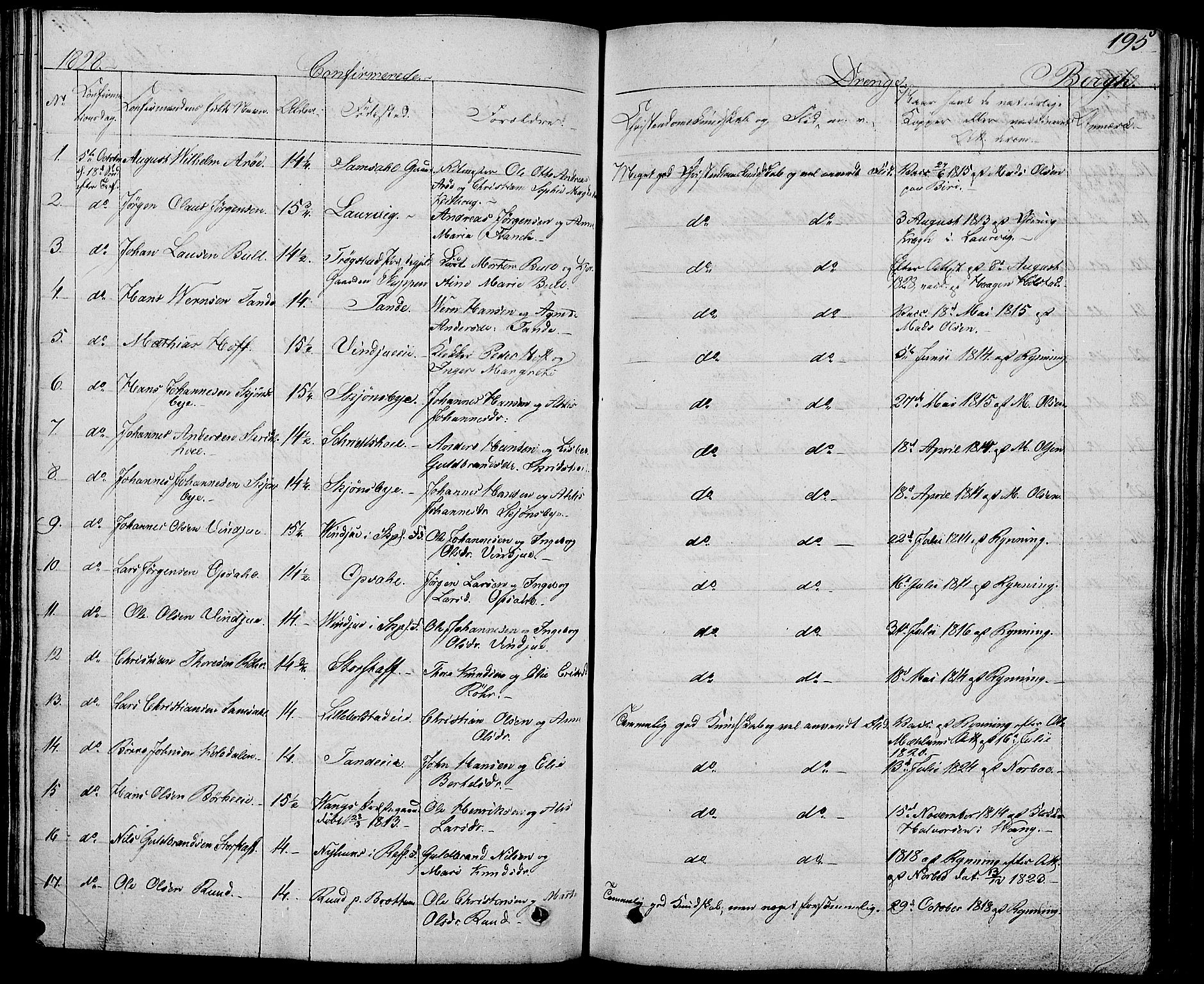 Ringsaker prestekontor, AV/SAH-PREST-014/L/La/L0004: Parish register (copy) no. 4, 1827-1838, p. 195