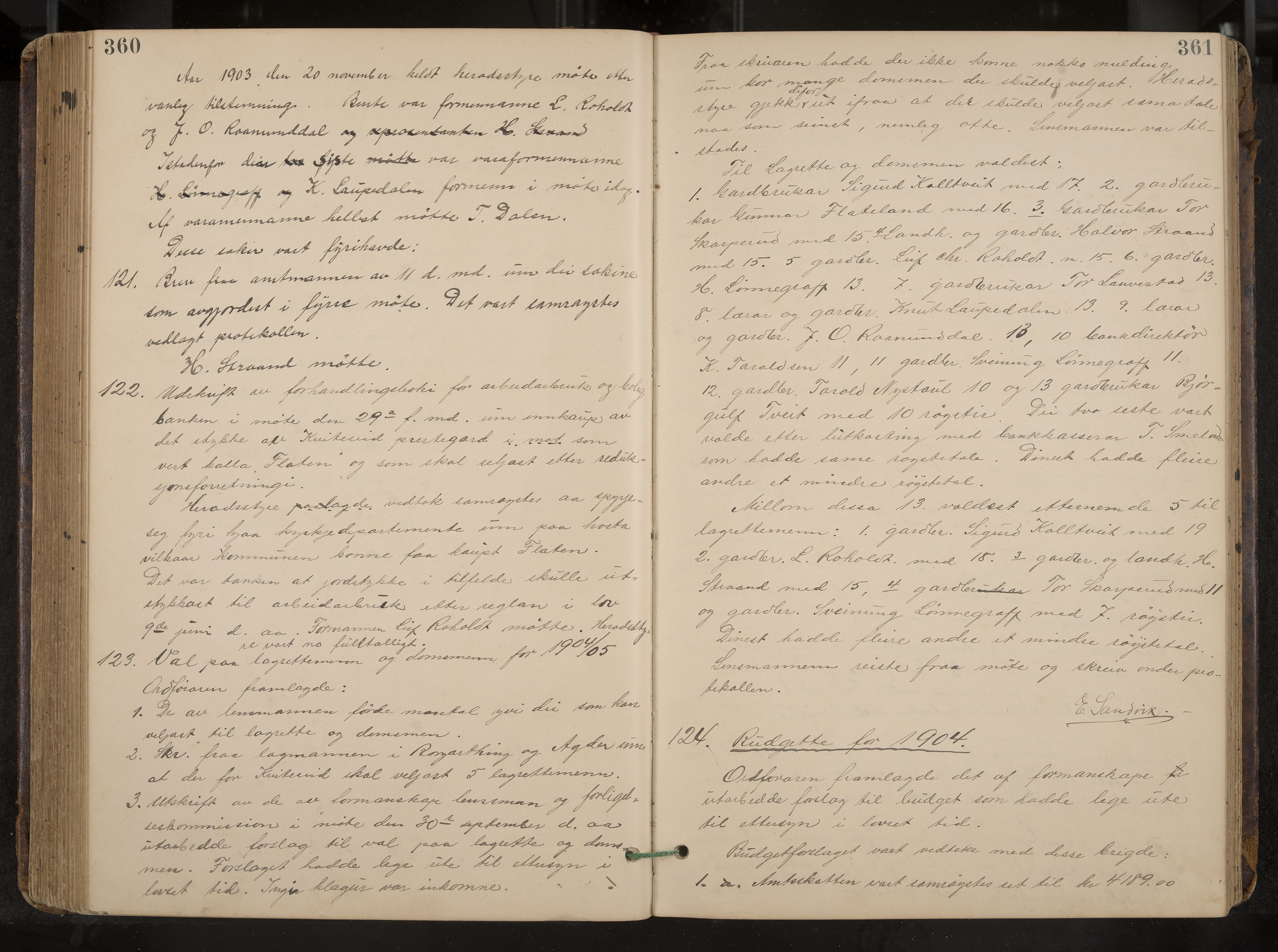 Kviteseid formannskap og sentraladministrasjon, IKAK/0829021/A/Aa/L0004: Møtebok, 1896-1911, p. 360-361