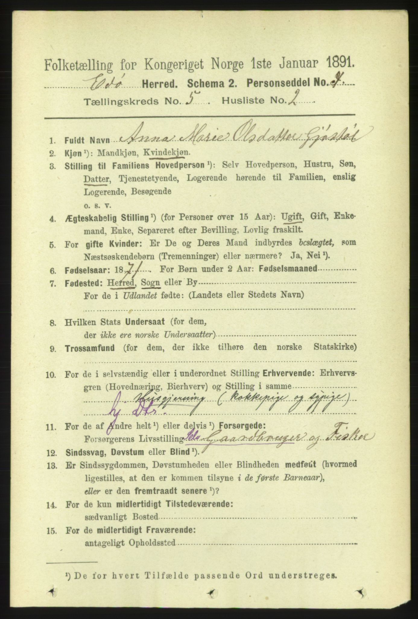 RA, 1891 census for 1573 Edøy, 1891, p. 1207