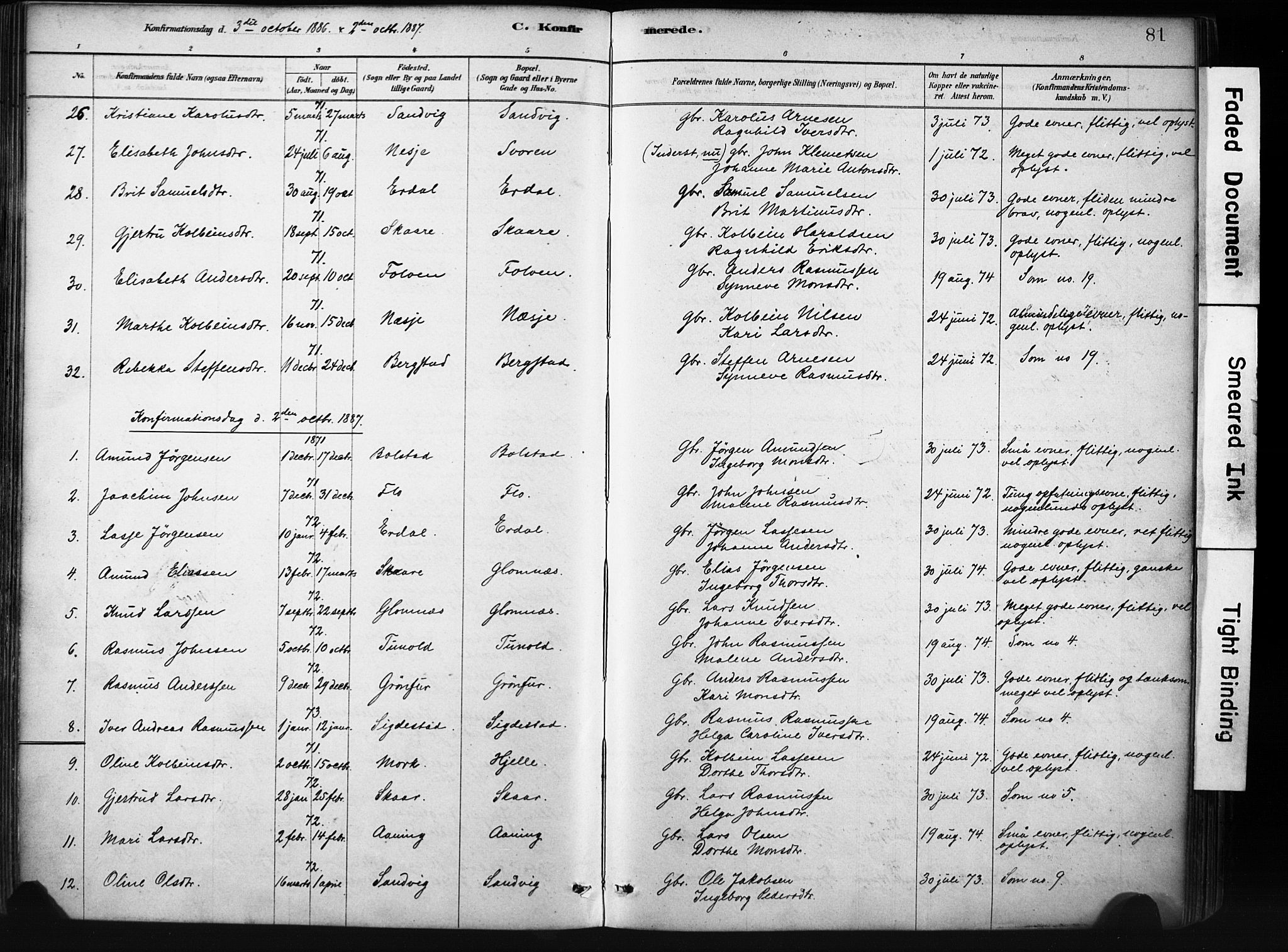 Stryn Sokneprestembete, AV/SAB-A-82501: Parish register (official) no. D 1, 1878-1907, p. 81