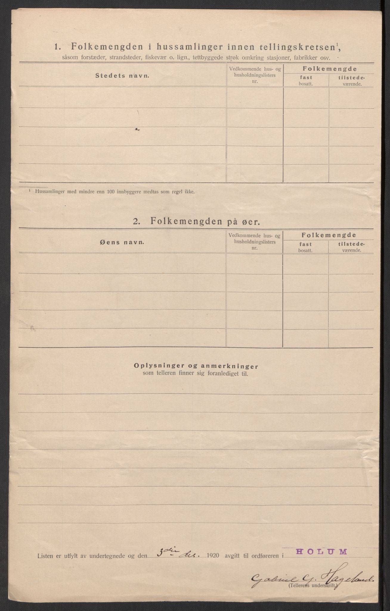 SAK, 1920 census for Holum, 1920, p. 36