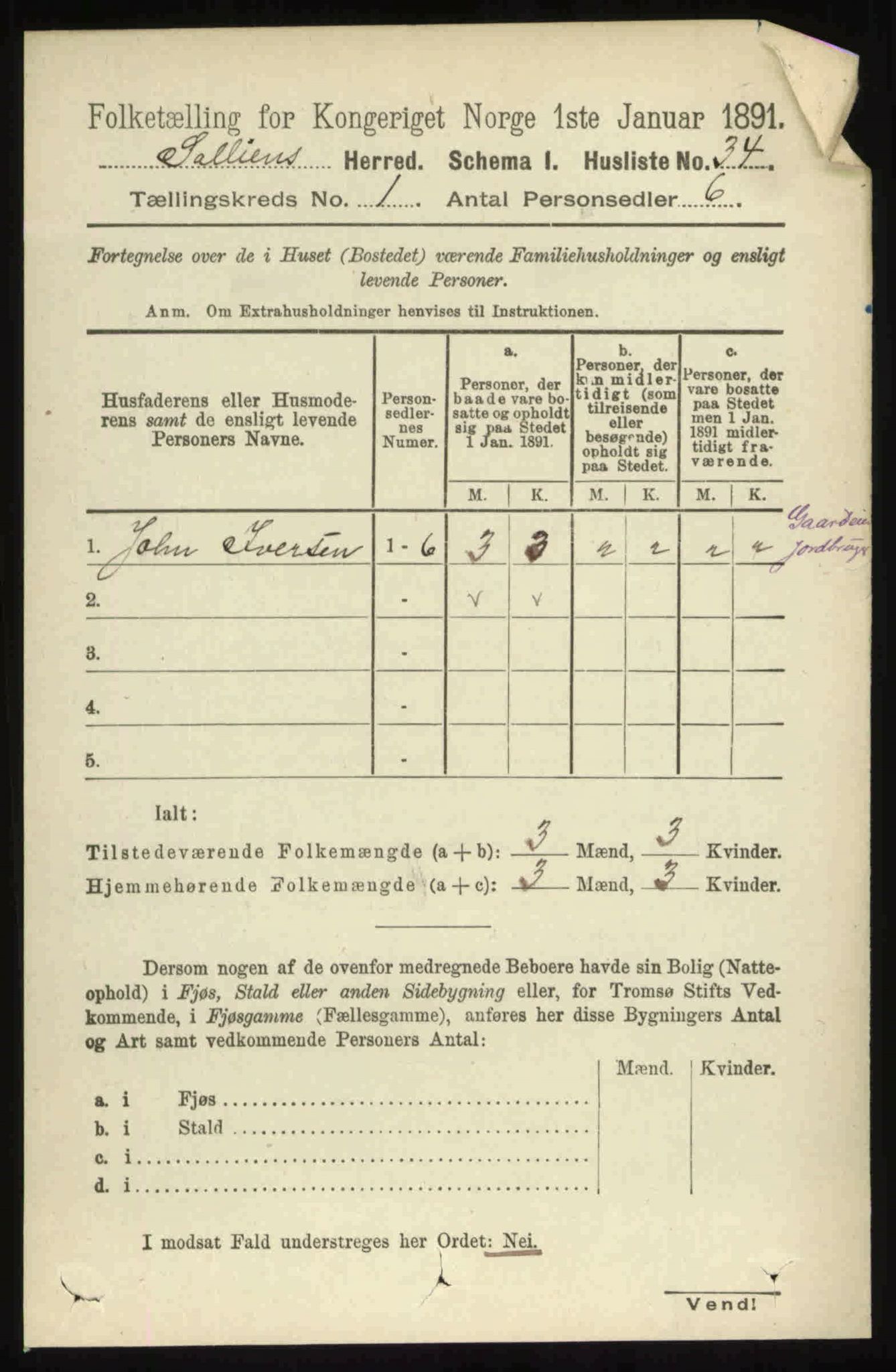 RA, 1891 census for 0431 Sollia, 1891, p. 86