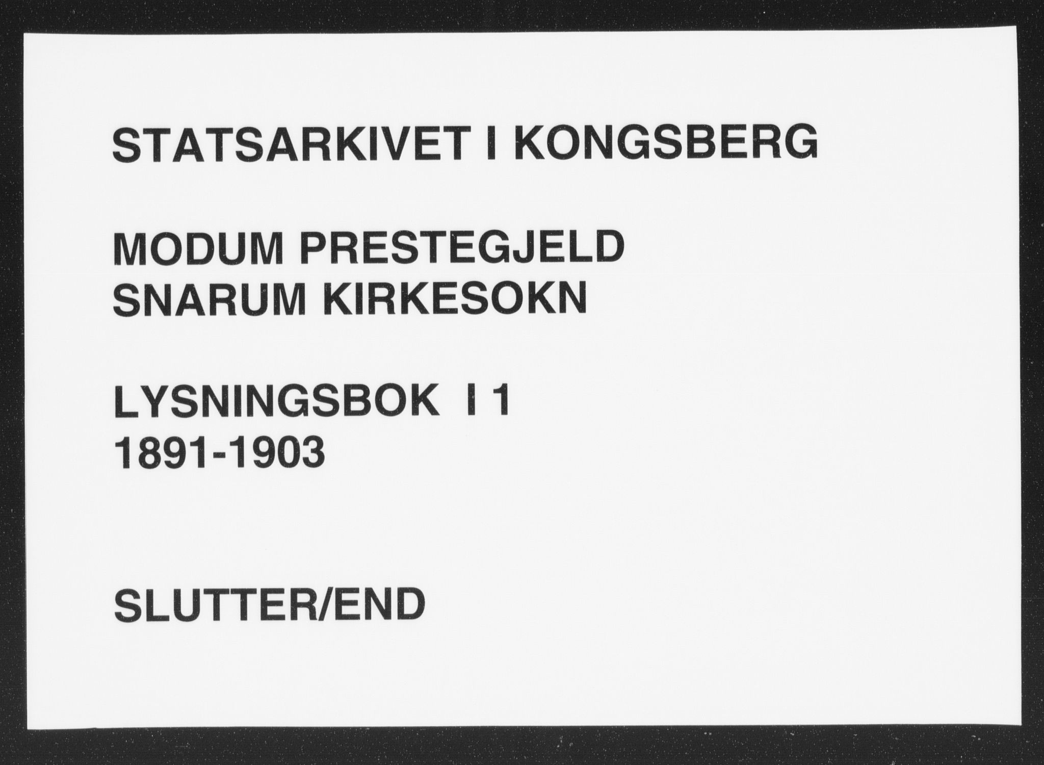 Modum kirkebøker, AV/SAKO-A-234/H/Ha/L0001: Banns register no. I 1, 1891-1903