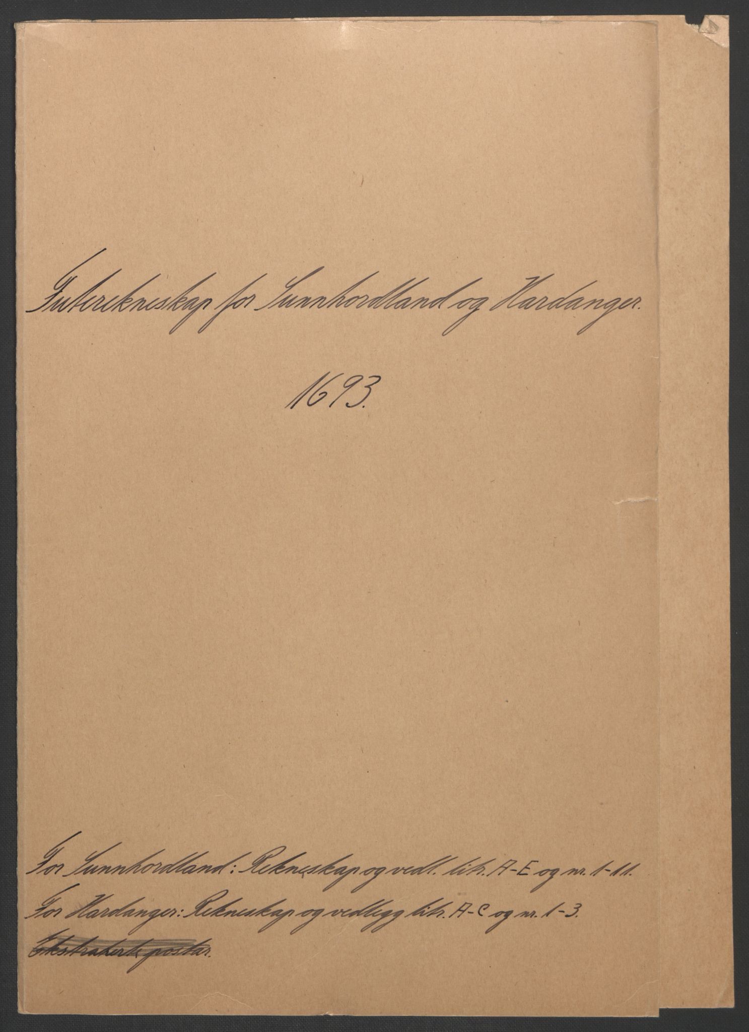 Rentekammeret inntil 1814, Reviderte regnskaper, Fogderegnskap, RA/EA-4092/R48/L2974: Fogderegnskap Sunnhordland og Hardanger, 1693, p. 3