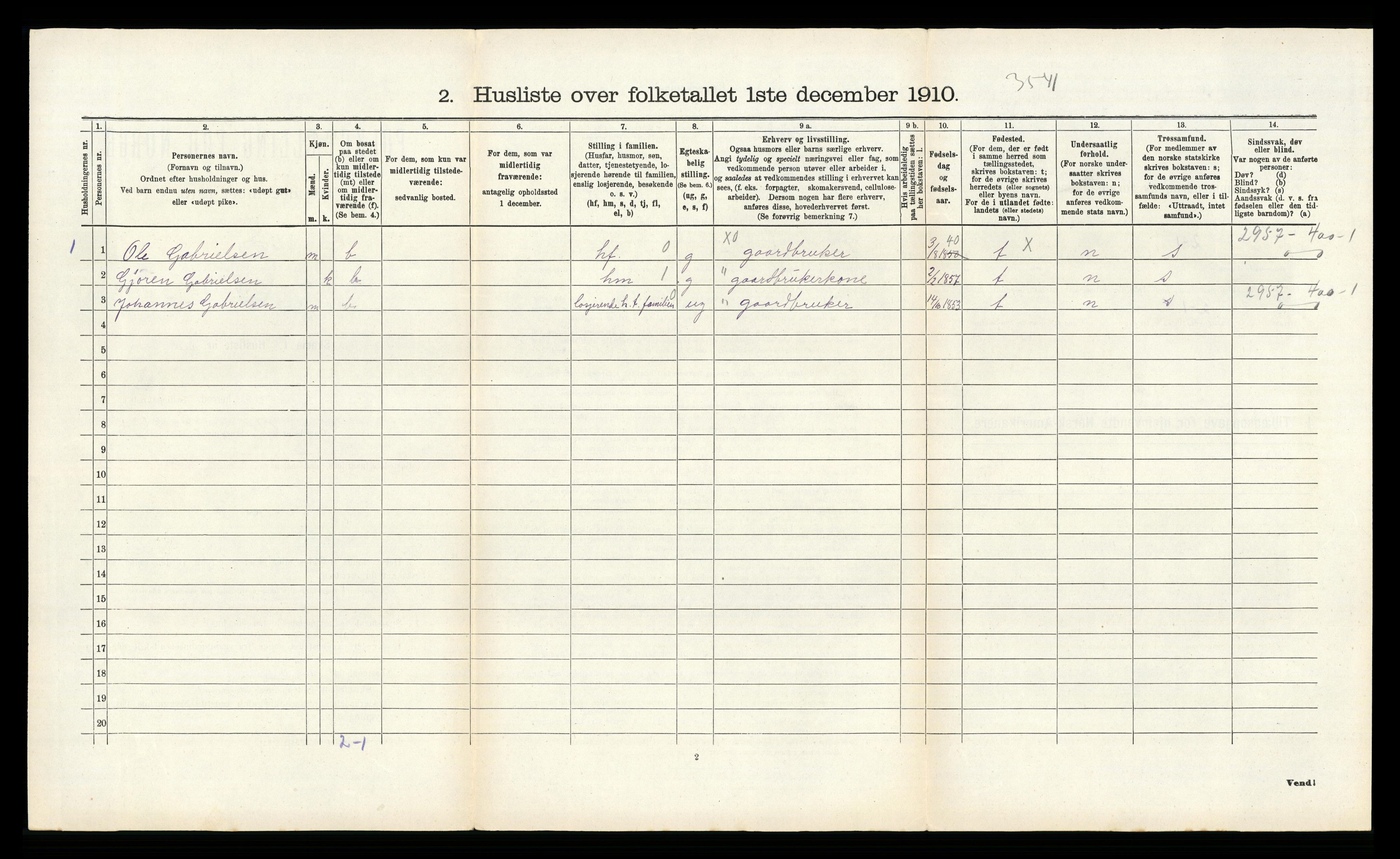 RA, 1910 census for Gyland, 1910, p. 147