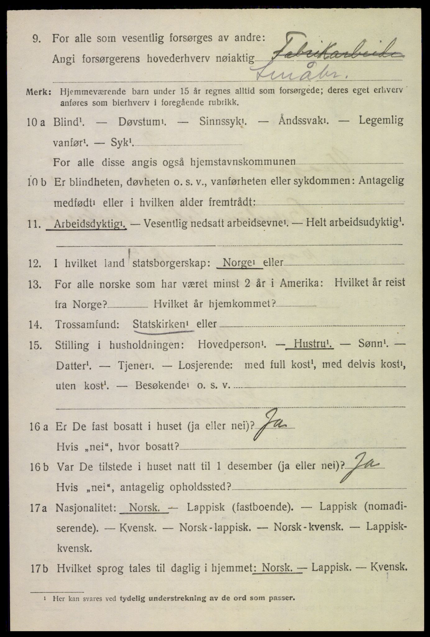 SAT, 1920 census for Vågan, 1920, p. 8114