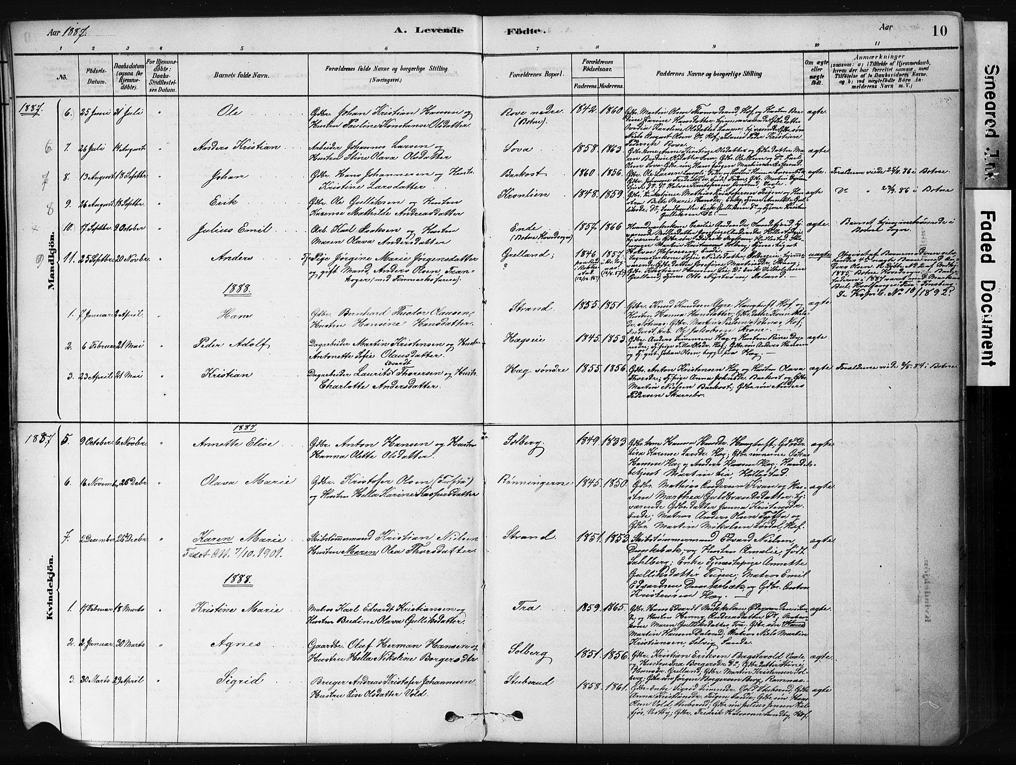 Botne kirkebøker, AV/SAKO-A-340/F/Fb/L0001: Parish register (official) no. II 1, 1878-1902, p. 10