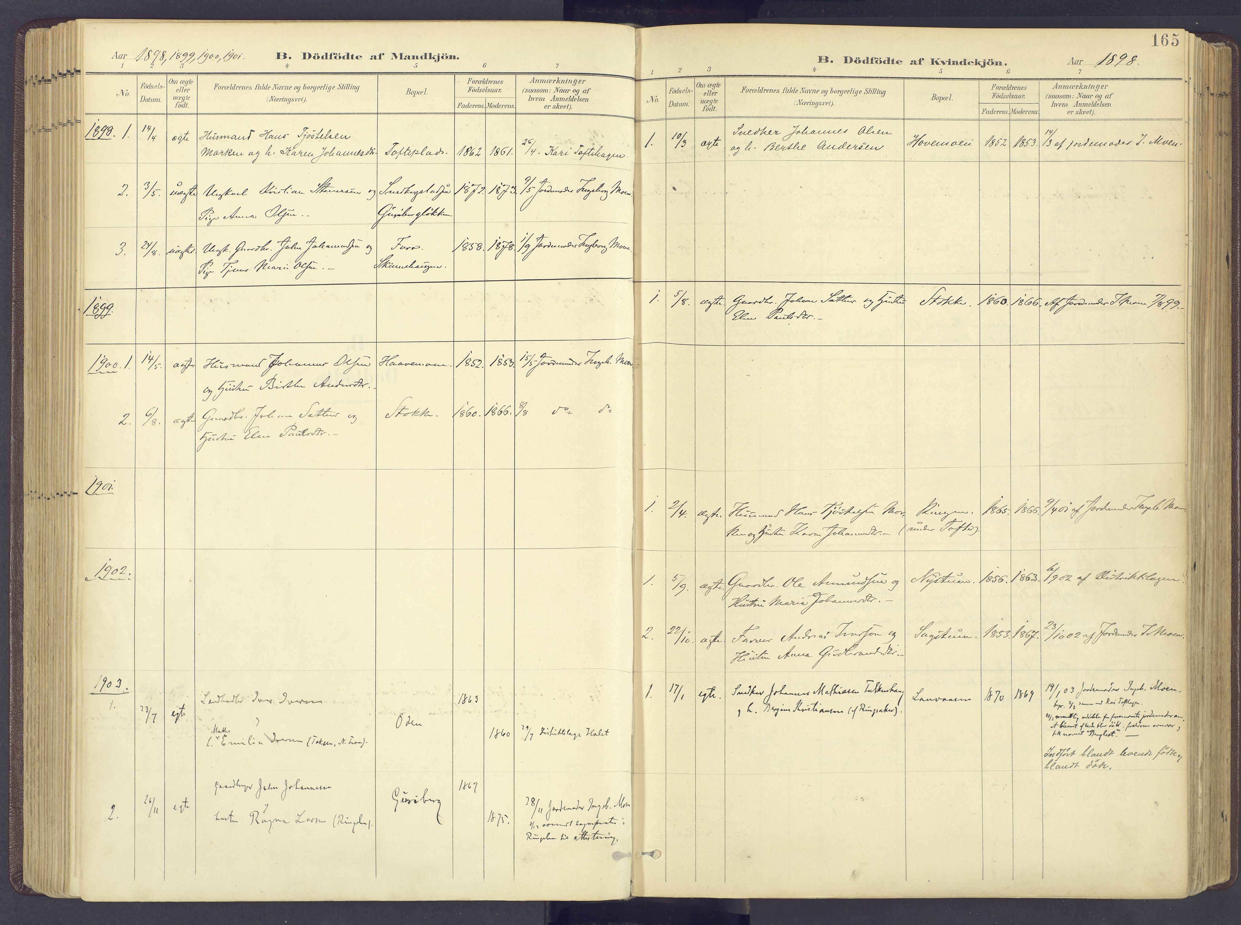 Sør-Fron prestekontor, SAH/PREST-010/H/Ha/Haa/L0004: Parish register (official) no. 4, 1898-1919, p. 165