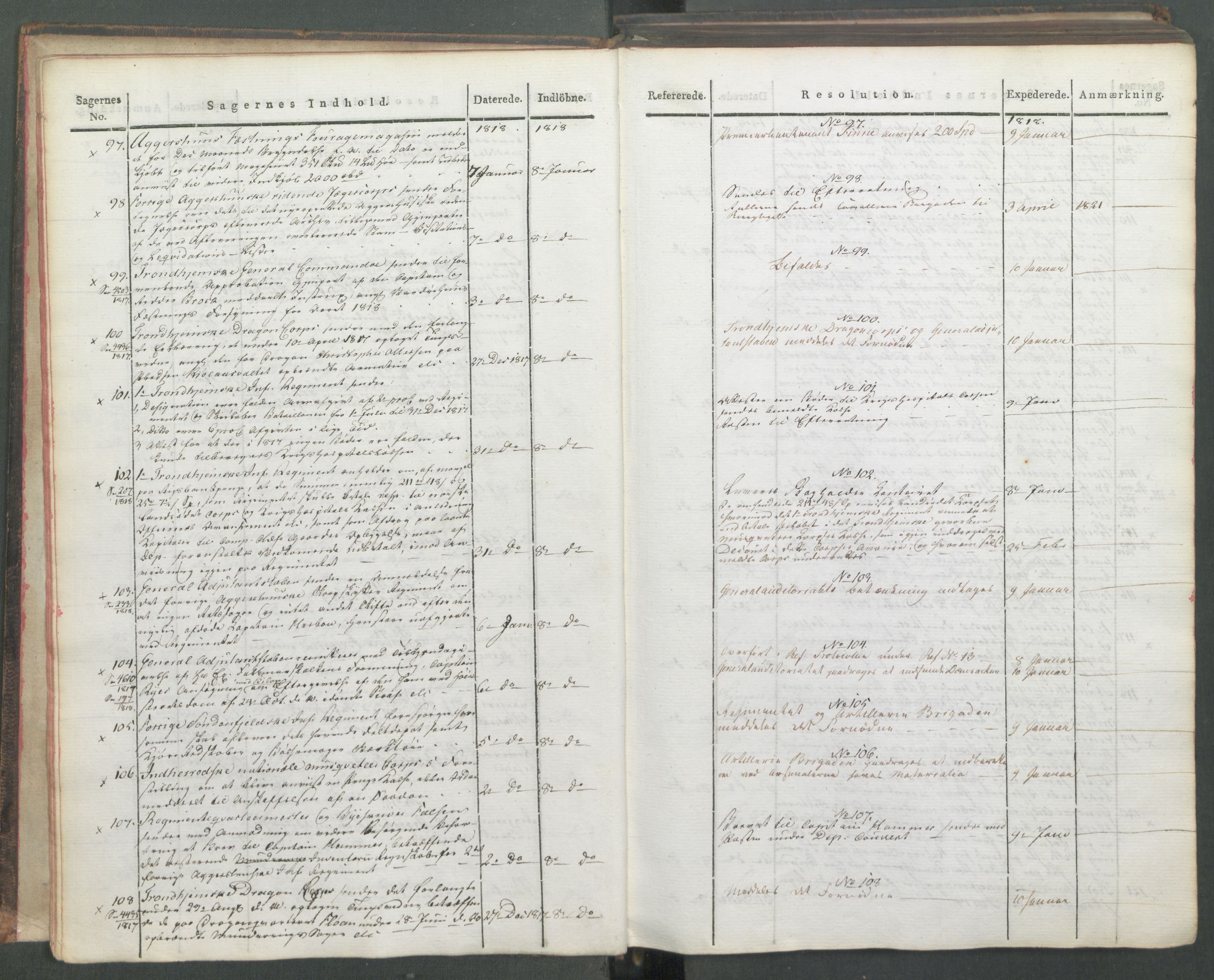 Armédepartementet, AV/RA-RAFA-3493/C/Ca/L0015: 6. Departements Journal, 1818