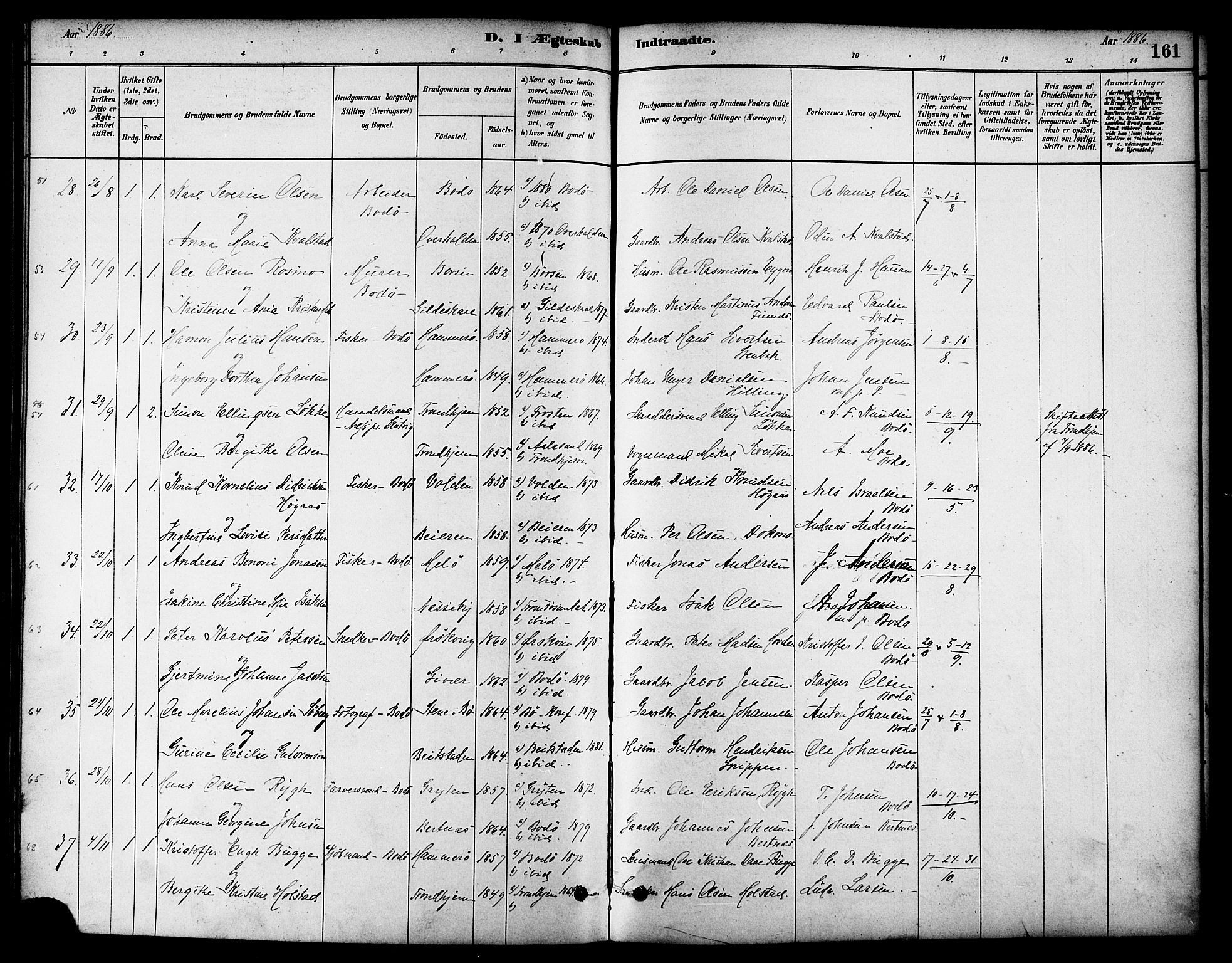 Ministerialprotokoller, klokkerbøker og fødselsregistre - Nordland, AV/SAT-A-1459/801/L0030: Parish register (copy) no. 801C05, 1879-1887, p. 161