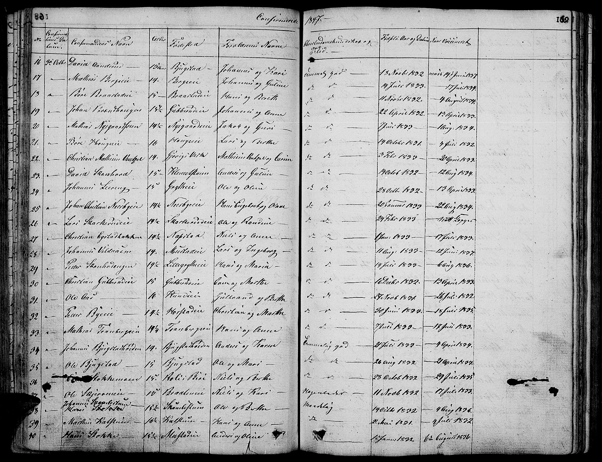 Vardal prestekontor, SAH/PREST-100/H/Ha/Hab/L0004: Parish register (copy) no. 4, 1831-1853, p. 169