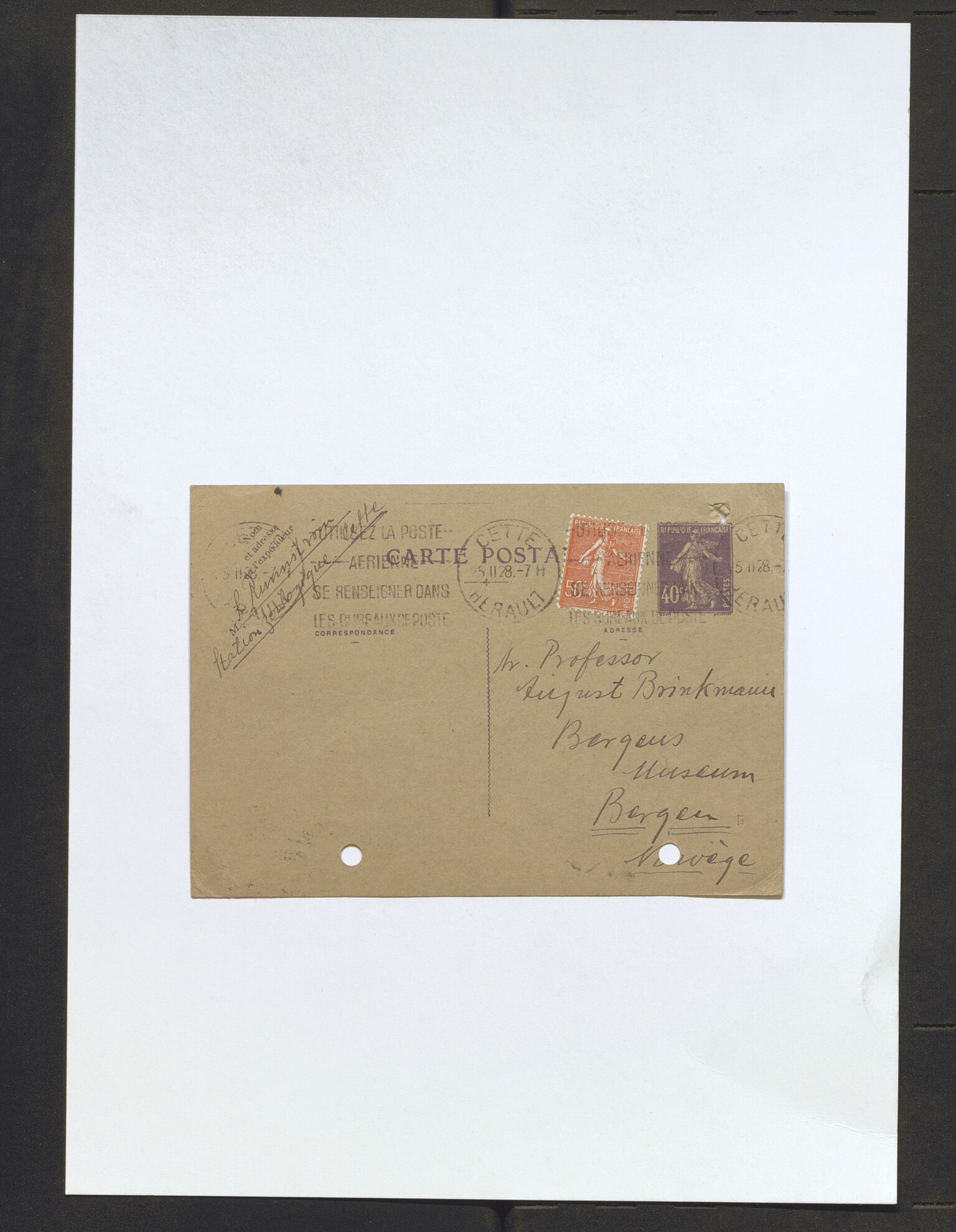 Bergens Museum, AV/SAB-A-17301/13/D/L0002: Korrespondanse , 1928-1940, p. 220