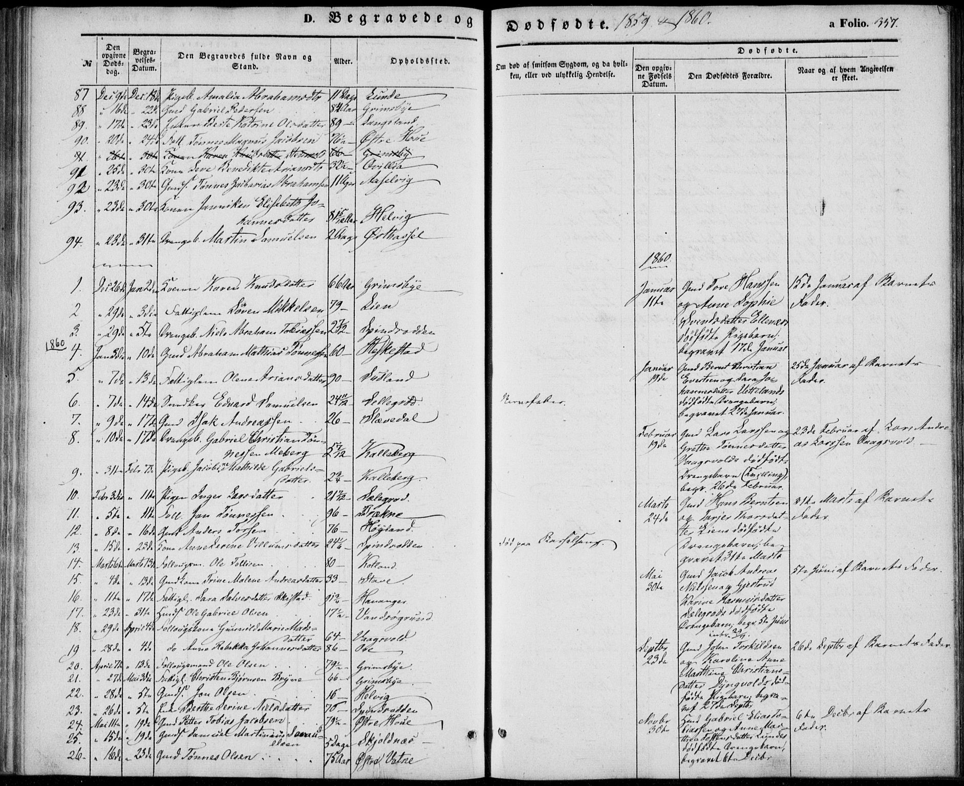 Lista sokneprestkontor, AV/SAK-1111-0027/F/Fb/L0002: Parish register (copy) no. B 2, 1847-1862, p. 357