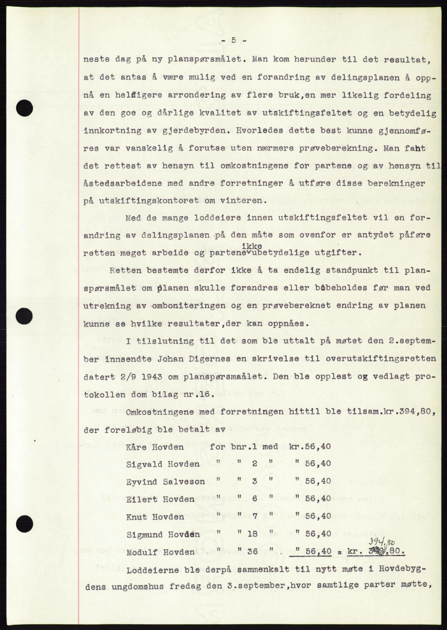 Søre Sunnmøre sorenskriveri, AV/SAT-A-4122/1/2/2C/L0077: Mortgage book no. 3A, 1945-1946, Diary no: : 94/1945