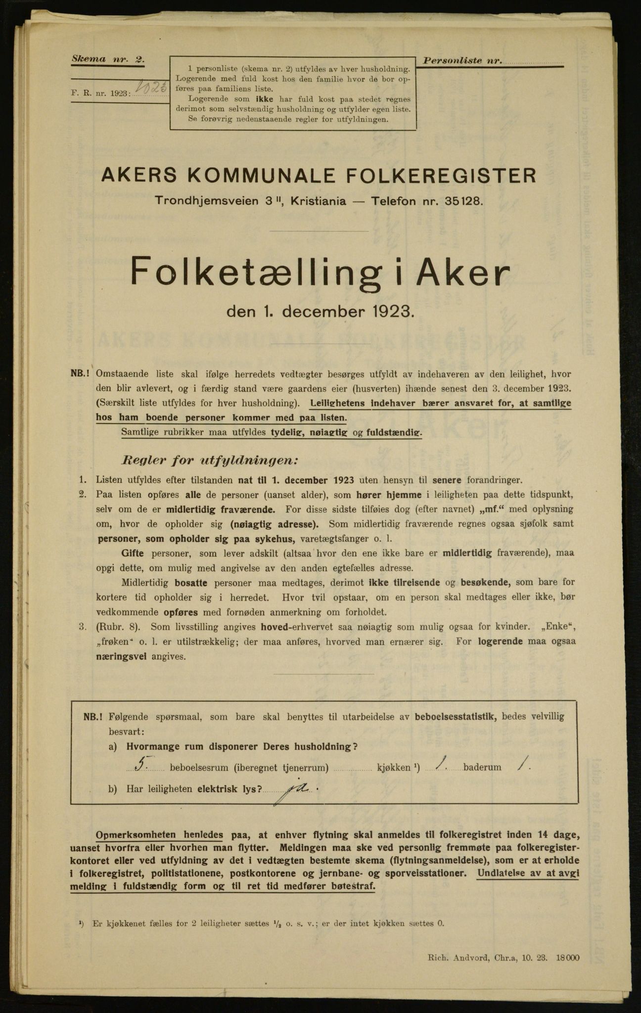 , Municipal Census 1923 for Aker, 1923, p. 6235