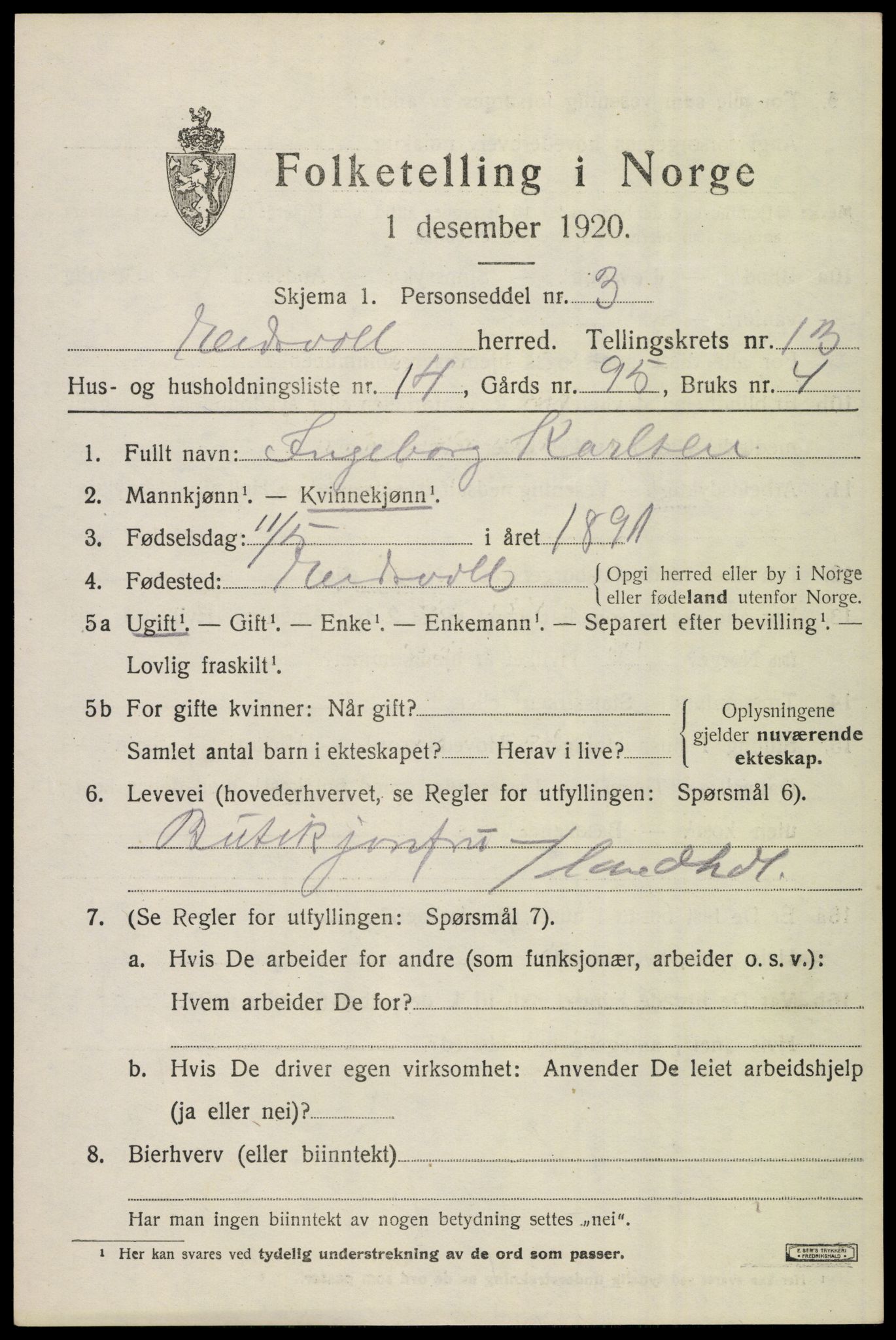 SAO, 1920 census for Eidsvoll, 1920, p. 20117