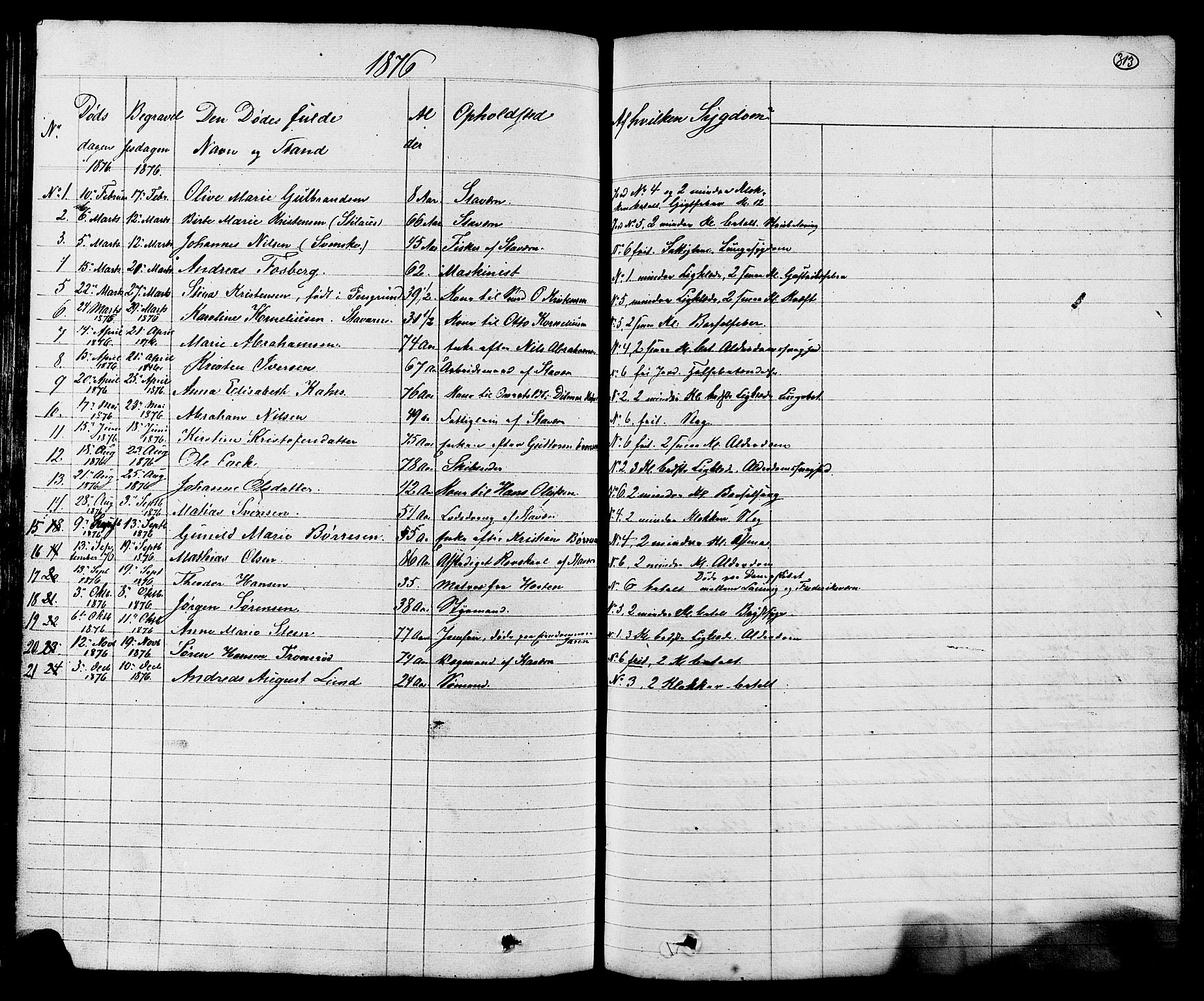 Stavern kirkebøker, AV/SAKO-A-318/G/Ga/L0002: Parish register (copy) no. 2, 1839-1909, p. 313