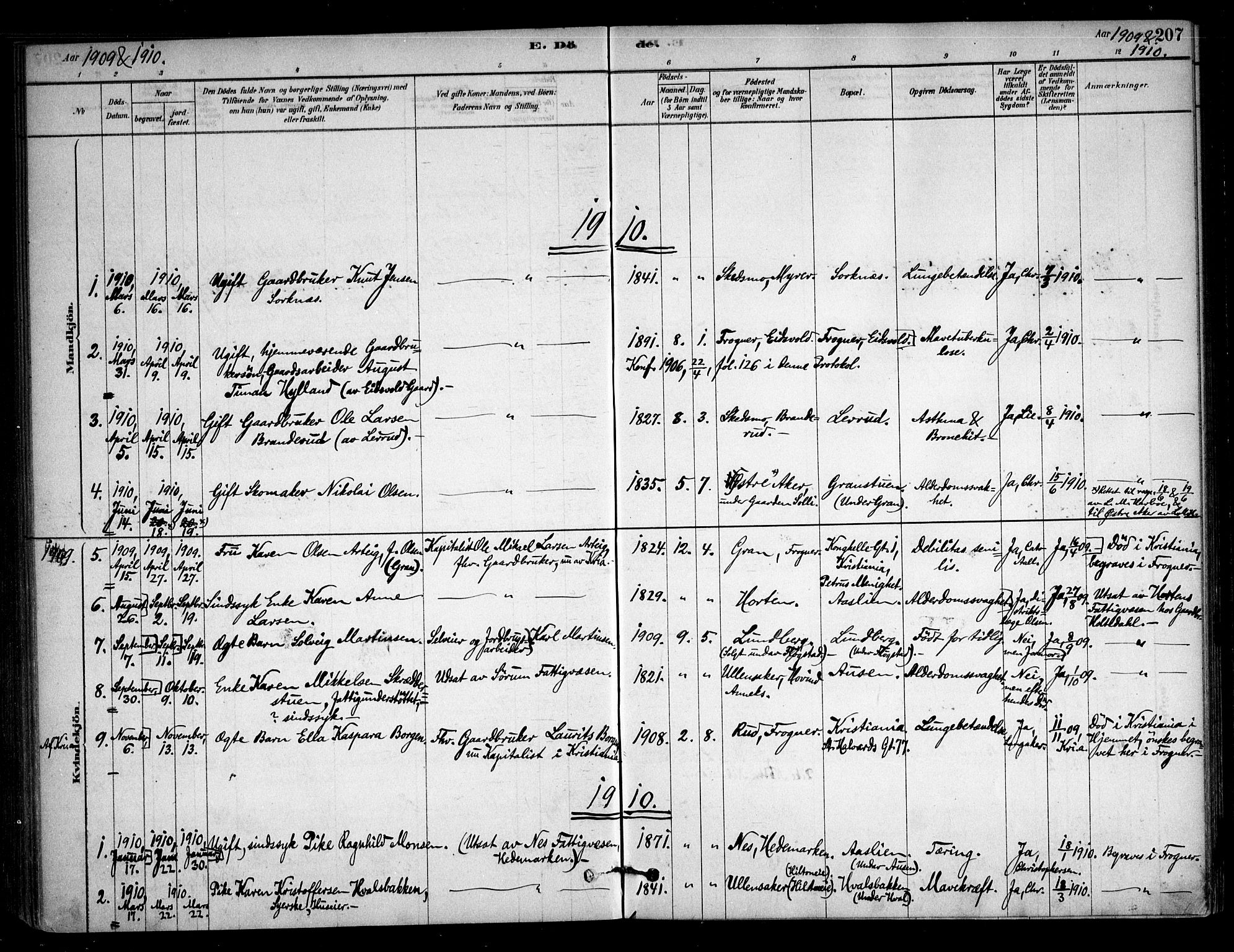 Sørum prestekontor Kirkebøker, SAO/A-10303/F/Fb/L0001: Parish register (official) no. II 1, 1878-1915, p. 207