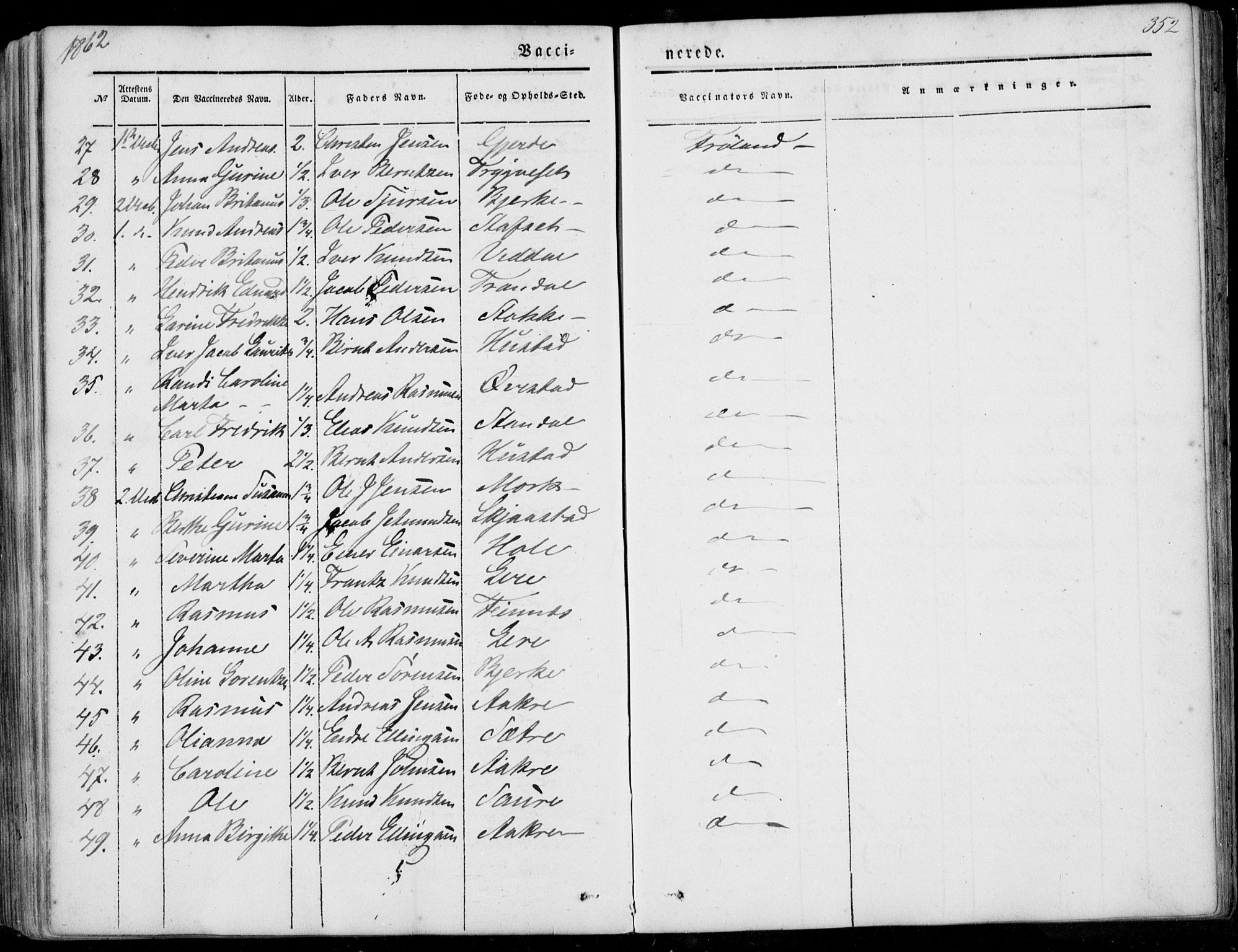 Ministerialprotokoller, klokkerbøker og fødselsregistre - Møre og Romsdal, AV/SAT-A-1454/515/L0209: Parish register (official) no. 515A05, 1847-1868, p. 352