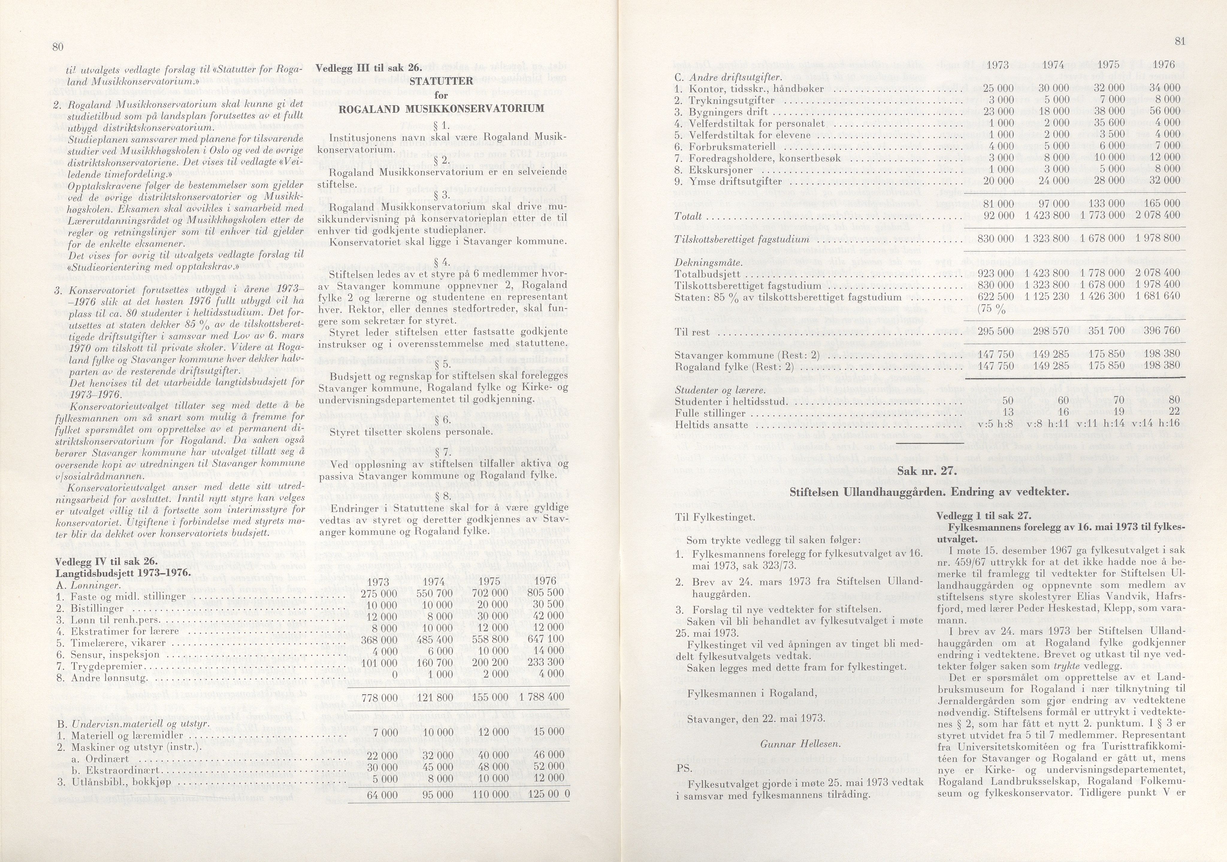 Rogaland fylkeskommune - Fylkesrådmannen , IKAR/A-900/A/Aa/Aaa/L0093: Møtebok , 1973, p. 80-81