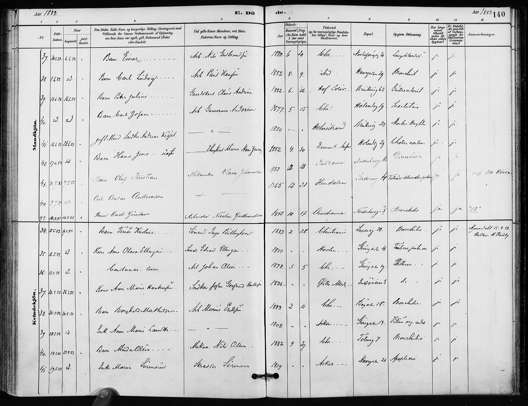 Kampen prestekontor Kirkebøker, SAO/A-10853/F/Fa/L0002: Parish register (official) no. I 2, 1880-1888, p. 140