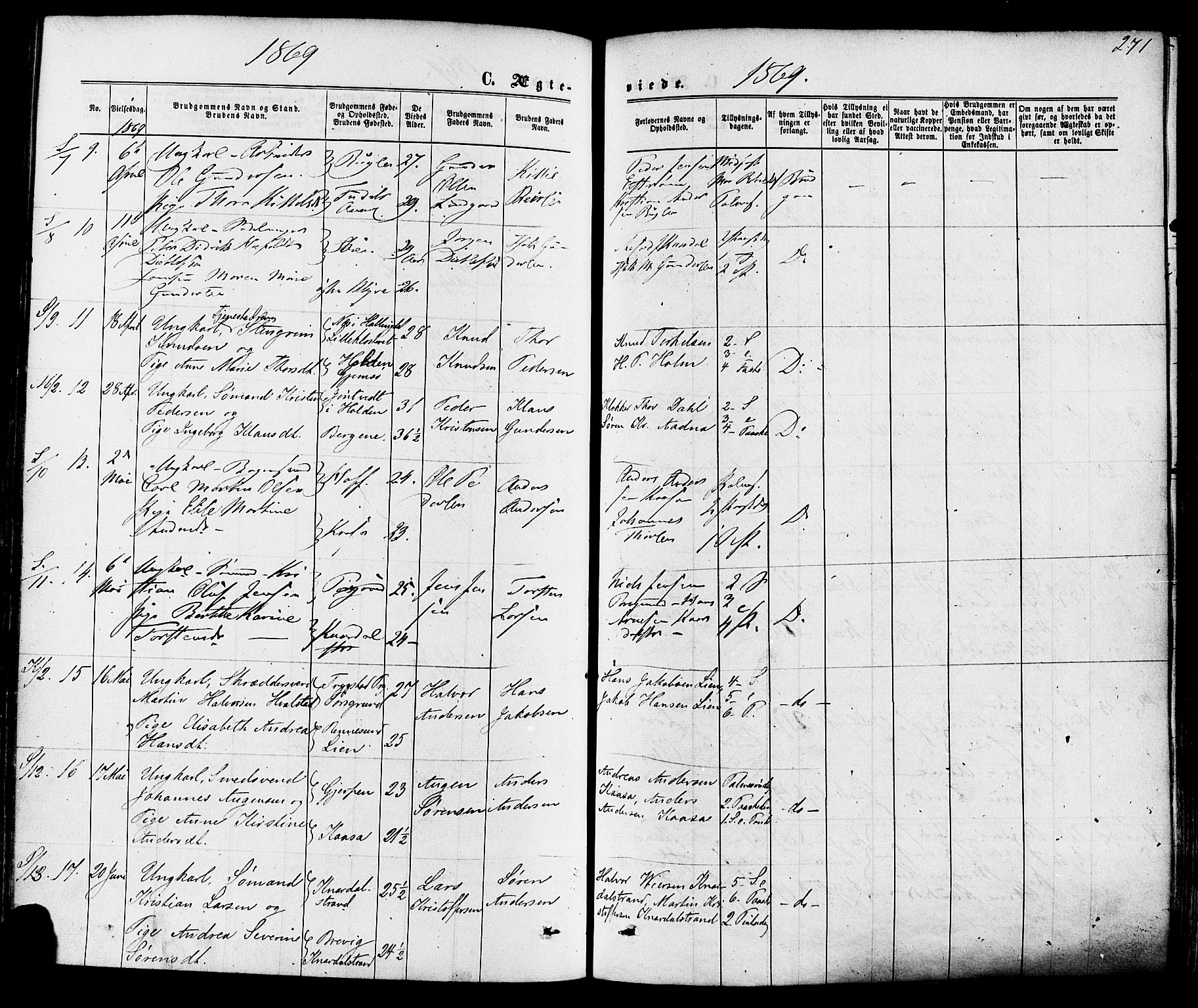 Solum kirkebøker, SAKO/A-306/F/Fa/L0008: Parish register (official) no. I 8, 1865-1876, p. 271