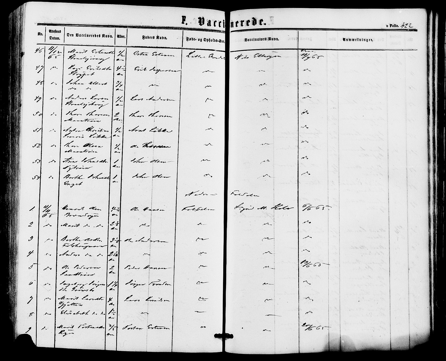 Alvdal prestekontor, AV/SAH-PREST-060/H/Ha/Haa/L0001: Parish register (official) no. 1, 1863-1882, p. 422