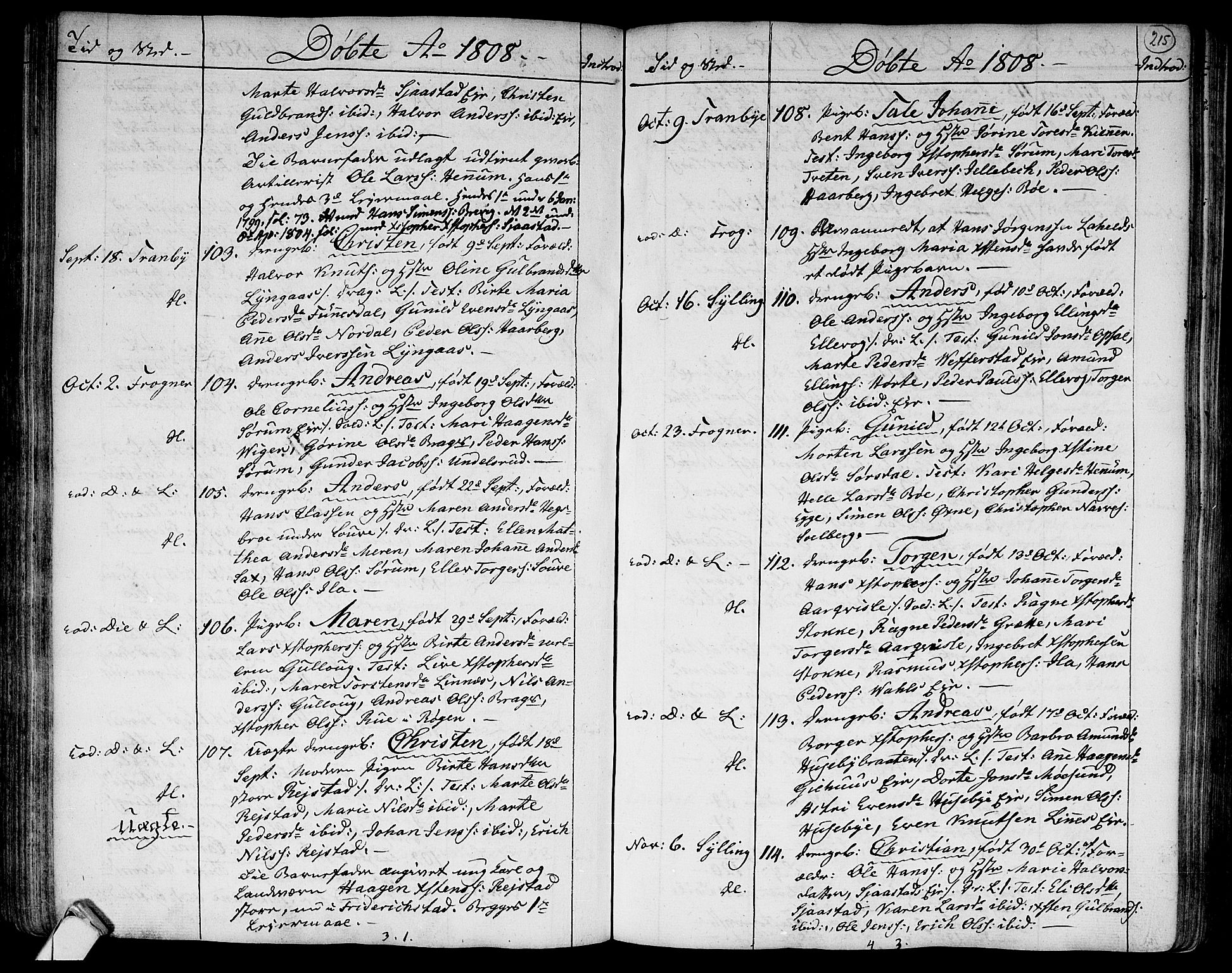 Lier kirkebøker, SAKO/A-230/F/Fa/L0007: Parish register (official) no. I 7, 1794-1813, p. 215