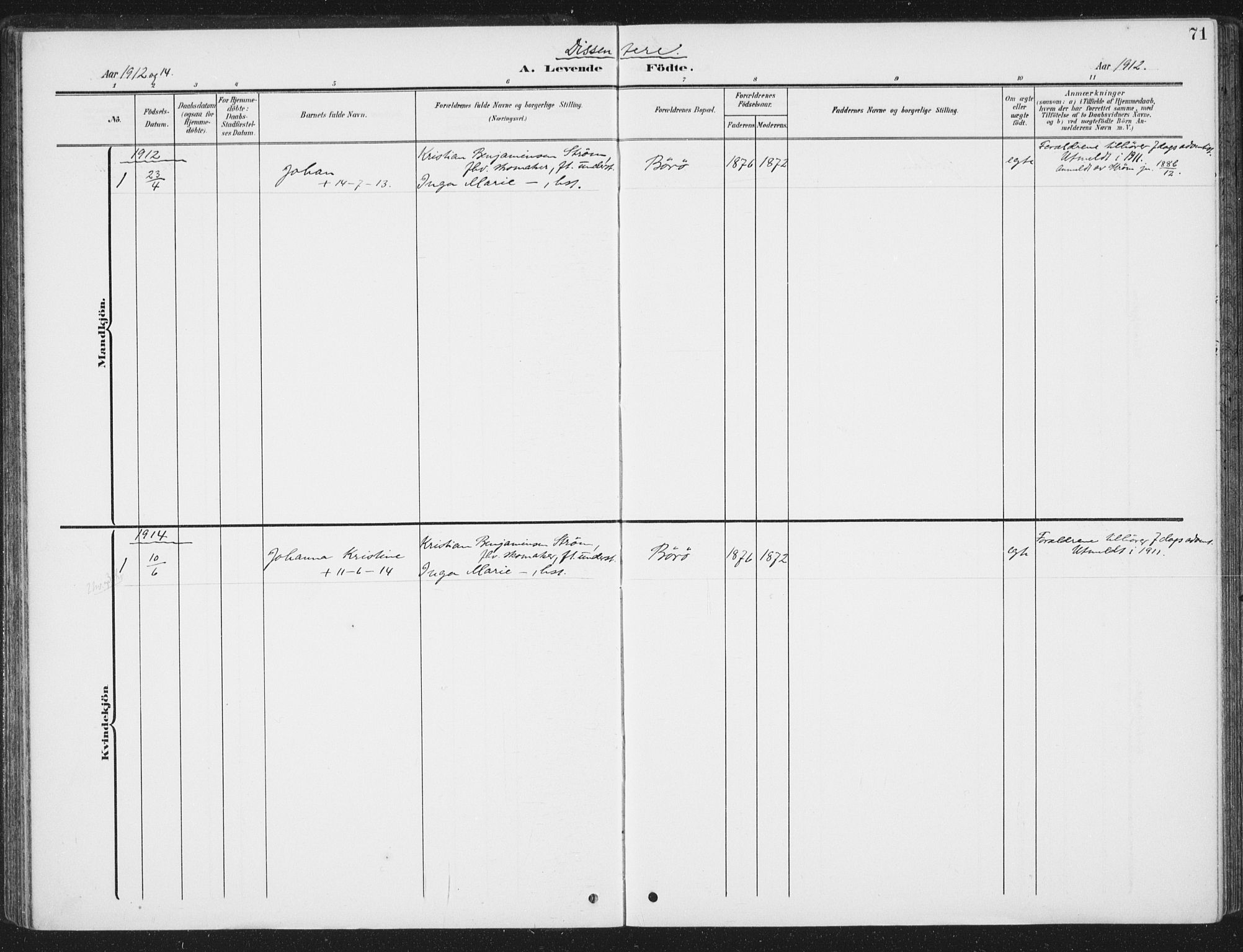 Ministerialprotokoller, klokkerbøker og fødselsregistre - Sør-Trøndelag, SAT/A-1456/657/L0709: Parish register (official) no. 657A10, 1905-1919, p. 71