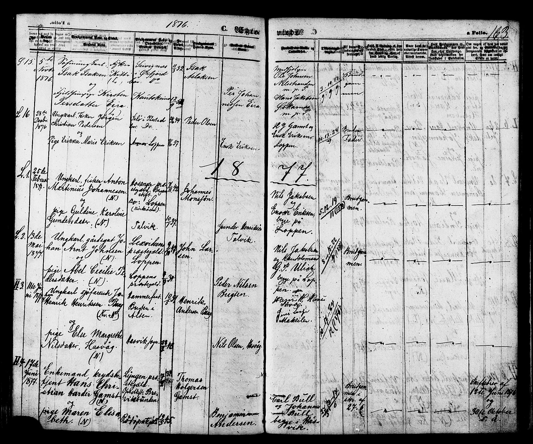 Loppa sokneprestkontor, SATØ/S-1339/H/Ha/L0005kirke: Parish register (official) no. 5, 1869-1878, p. 163