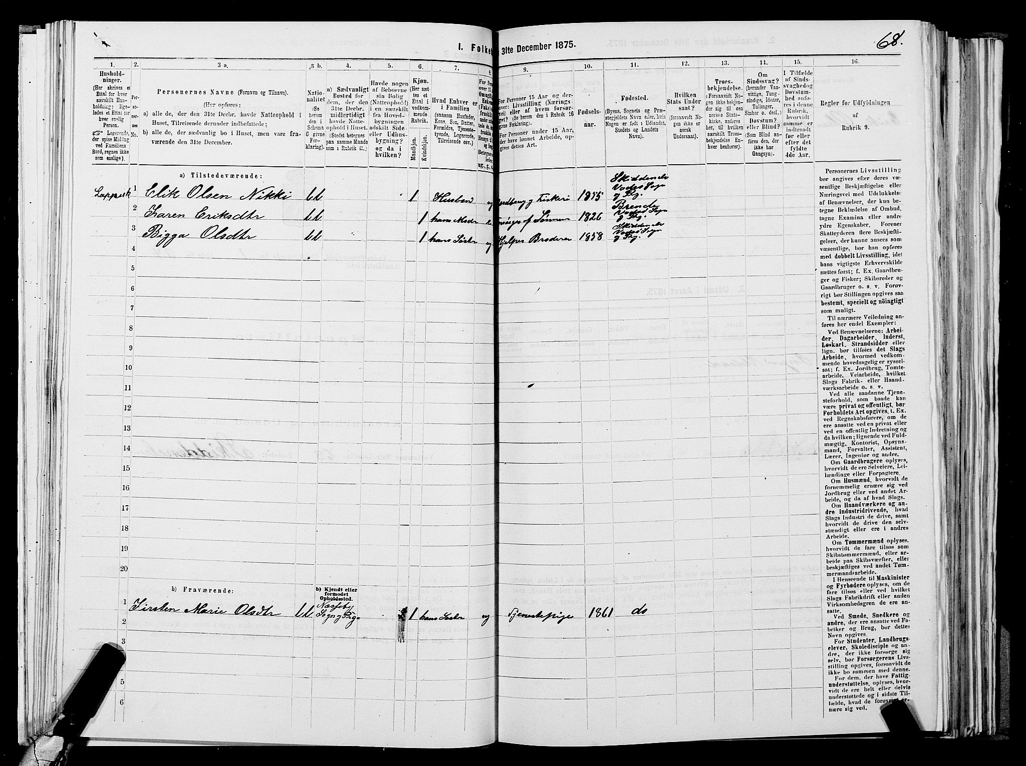 SATØ, 1875 census for 2029L Vadsø/Vadsø, 1875, p. 1068