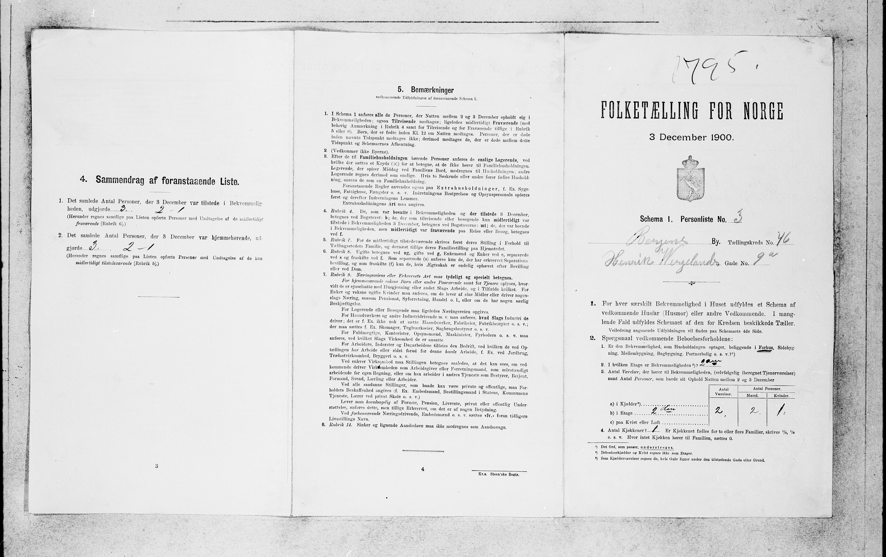 SAB, 1900 census for Bergen, 1900, p. 8442