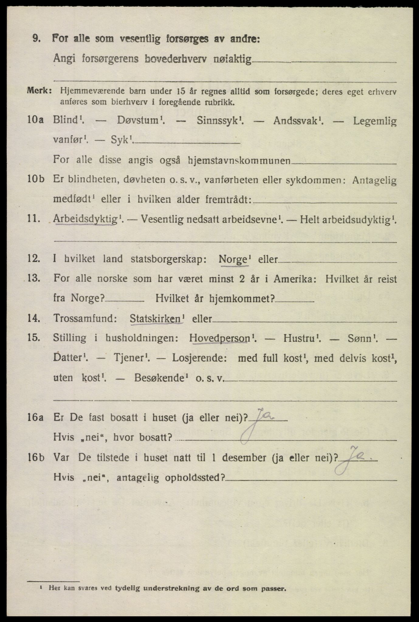 SAK, 1920 census for Vegårshei, 1920, p. 2933