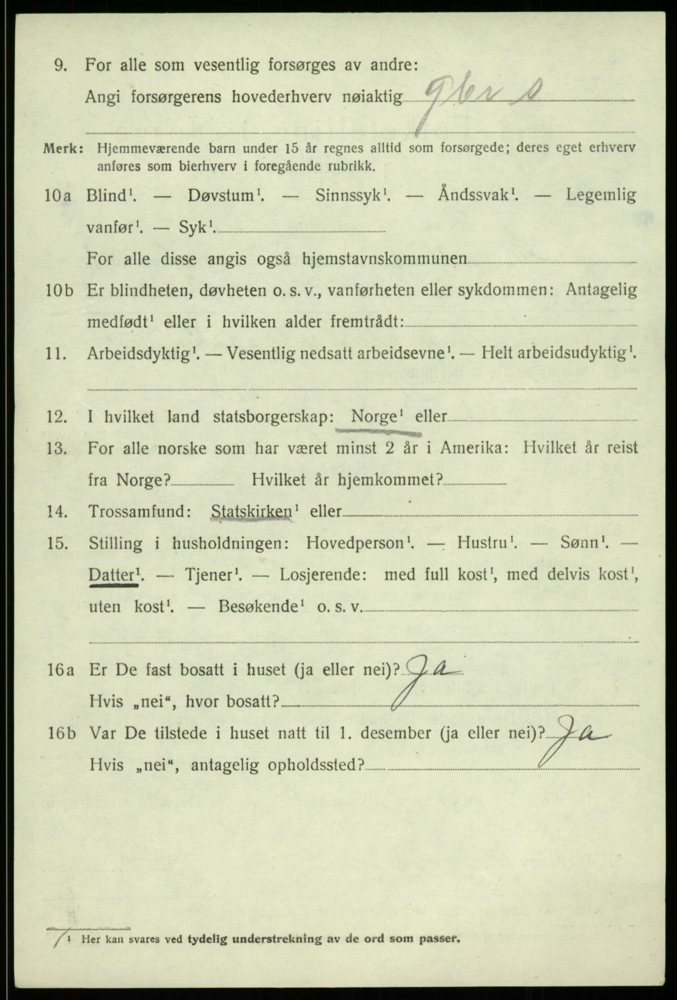 SAB, 1920 census for Strandvik, 1920, p. 1227