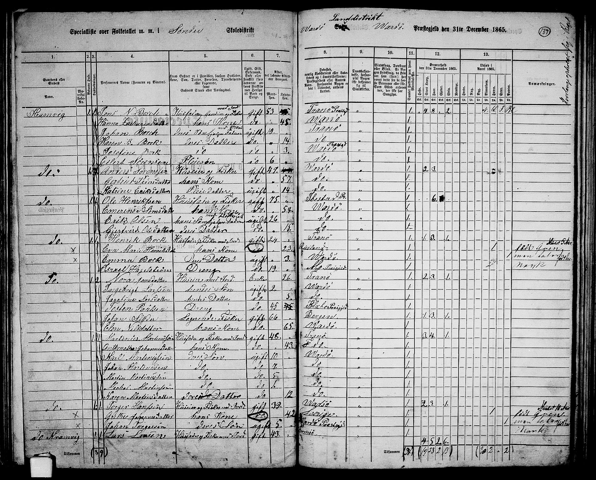 RA, 1865 census for Vardø/Vardø, 1865, p. 29