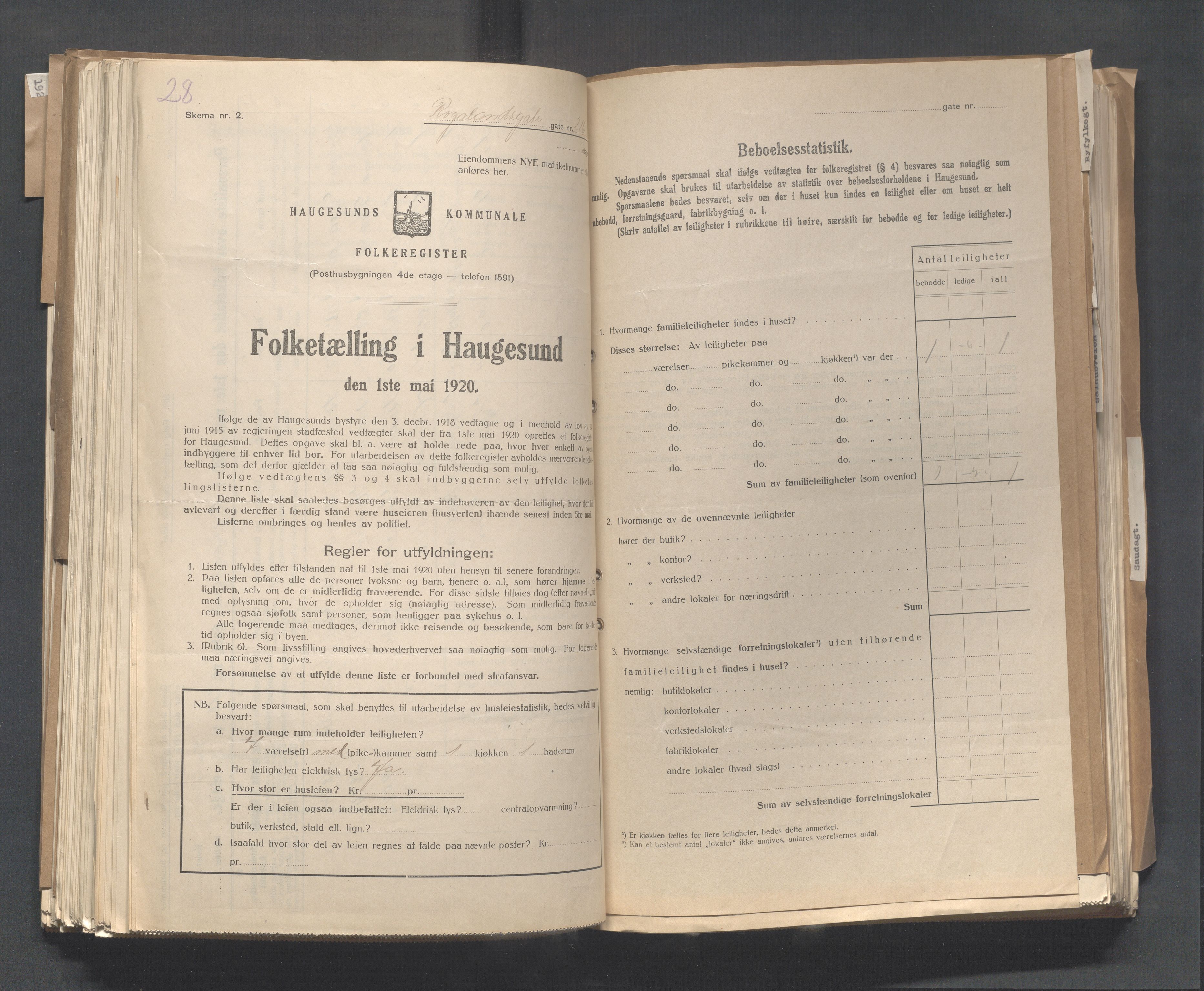 IKAR, Local census 1.5.1920 for Haugesund, 1920, p. 3229