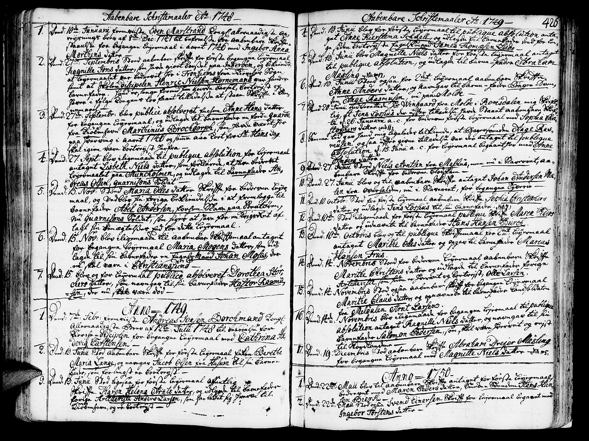 Ministerialprotokoller, klokkerbøker og fødselsregistre - Sør-Trøndelag, SAT/A-1456/602/L0103: Parish register (official) no. 602A01, 1732-1774, p. 426