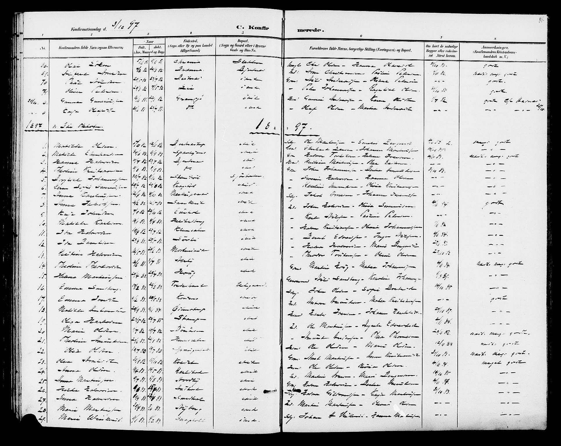 Hof prestekontor, SAH/PREST-038/H/Ha/Hab/L0001: Parish register (copy) no. 1, 1895-1914, p. 84
