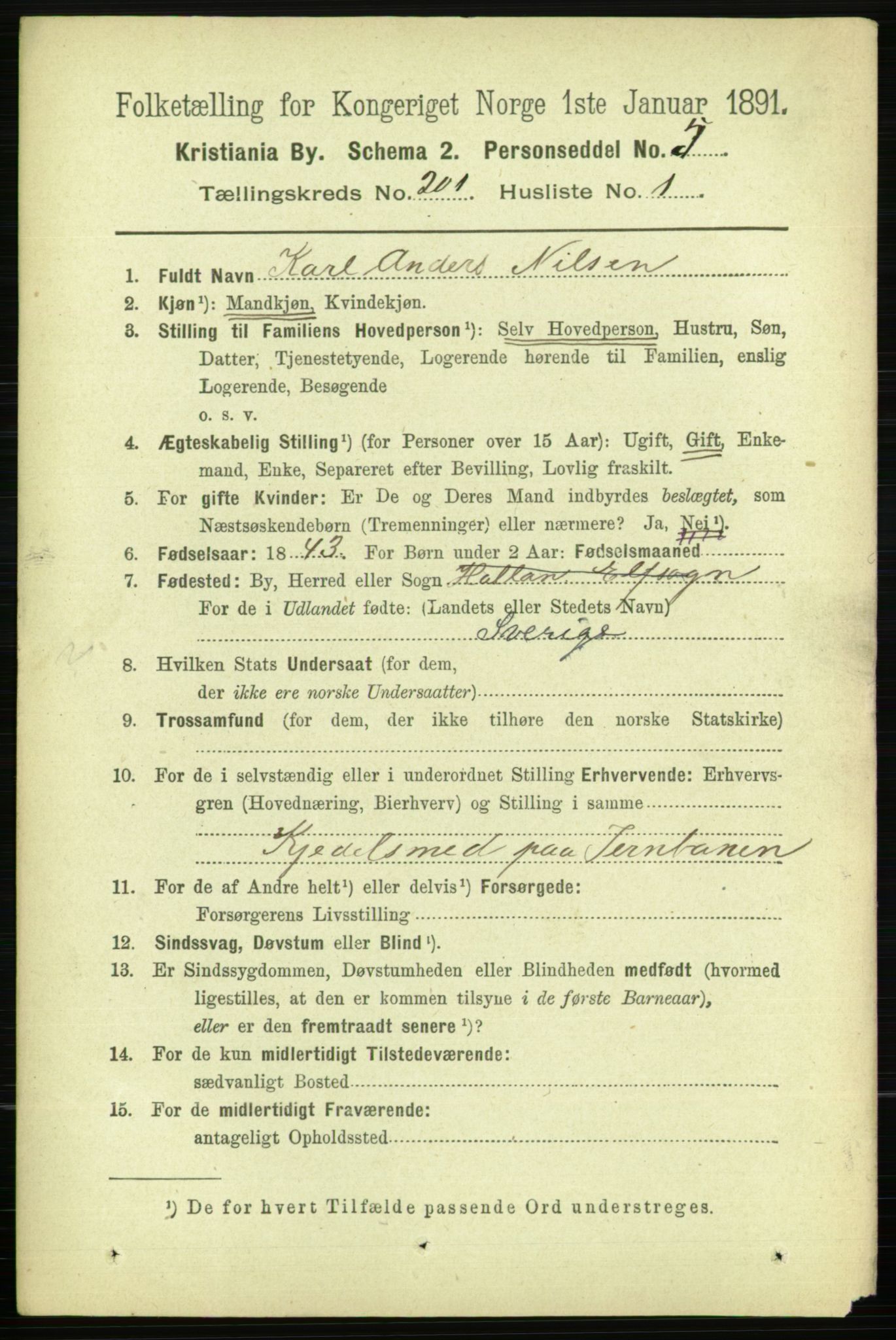 RA, 1891 census for 0301 Kristiania, 1891, p. 120953