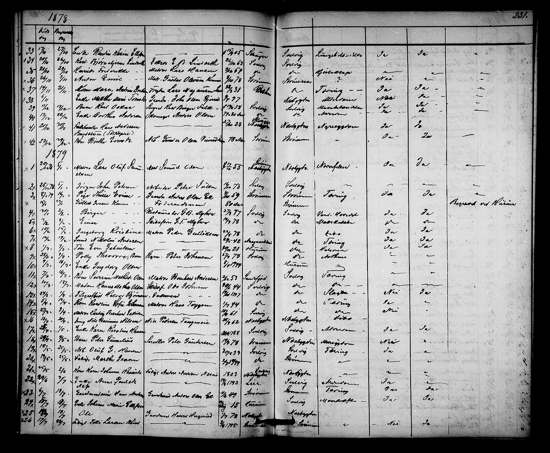 Strømm kirkebøker, AV/SAKO-A-322/G/Ga/L0001: Parish register (copy) no. I 1, 1861-1885, p. 231