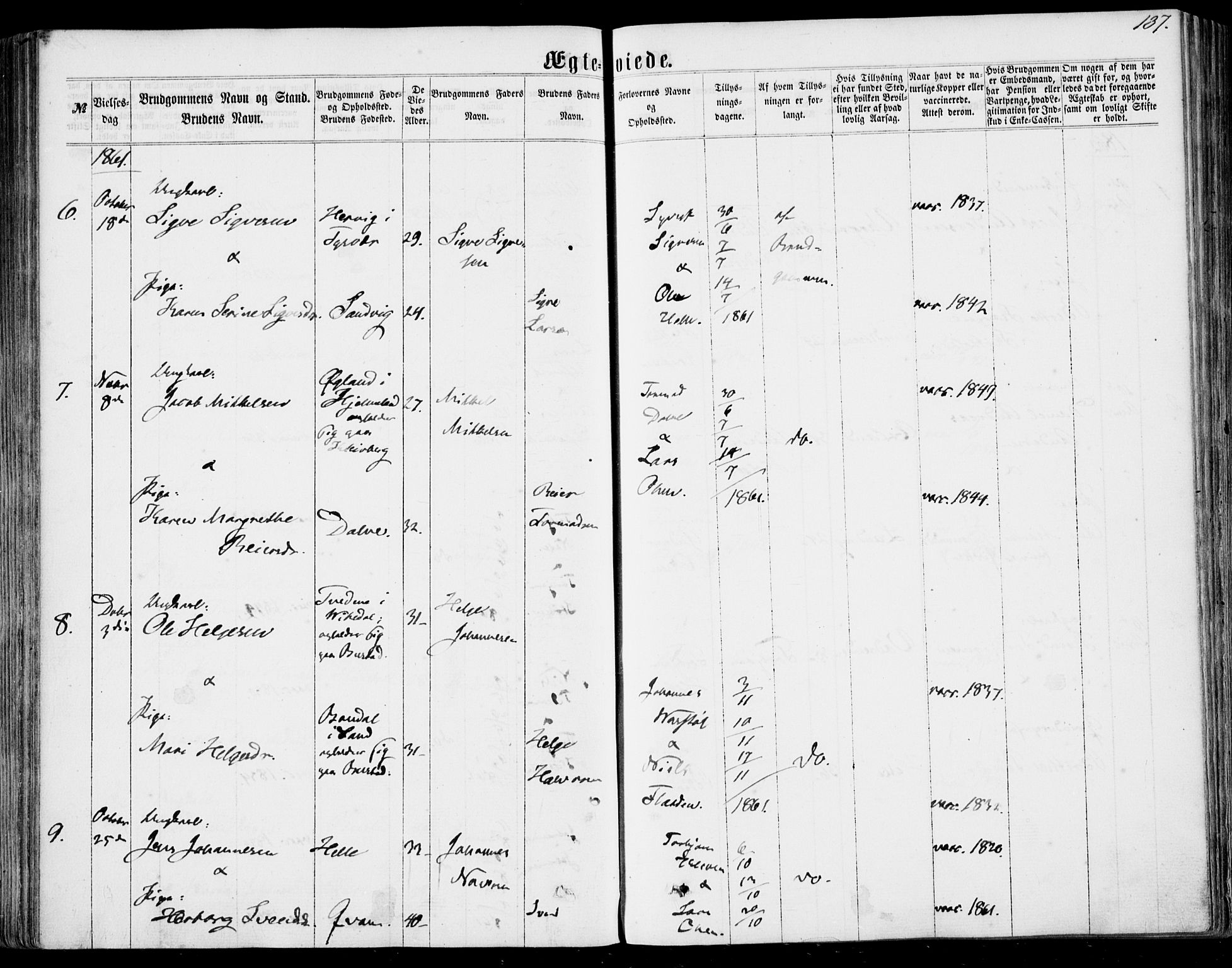 Nedstrand sokneprestkontor, SAST/A-101841/01/IV: Parish register (official) no. A 9, 1861-1876, p. 137