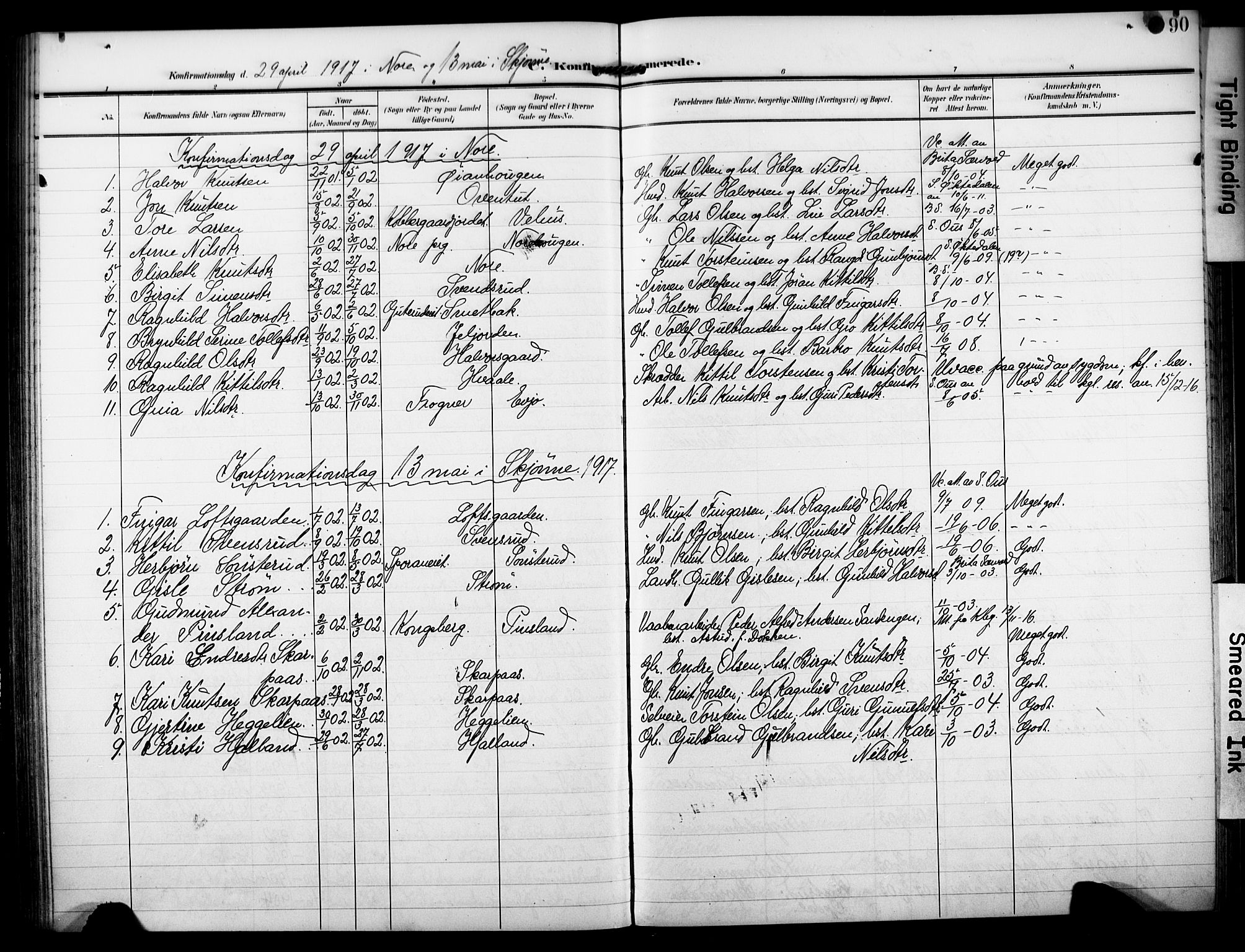 Nore kirkebøker, AV/SAKO-A-238/F/Fb/L0003: Parish register (official) no. II 3, 1906-1926, p. 90