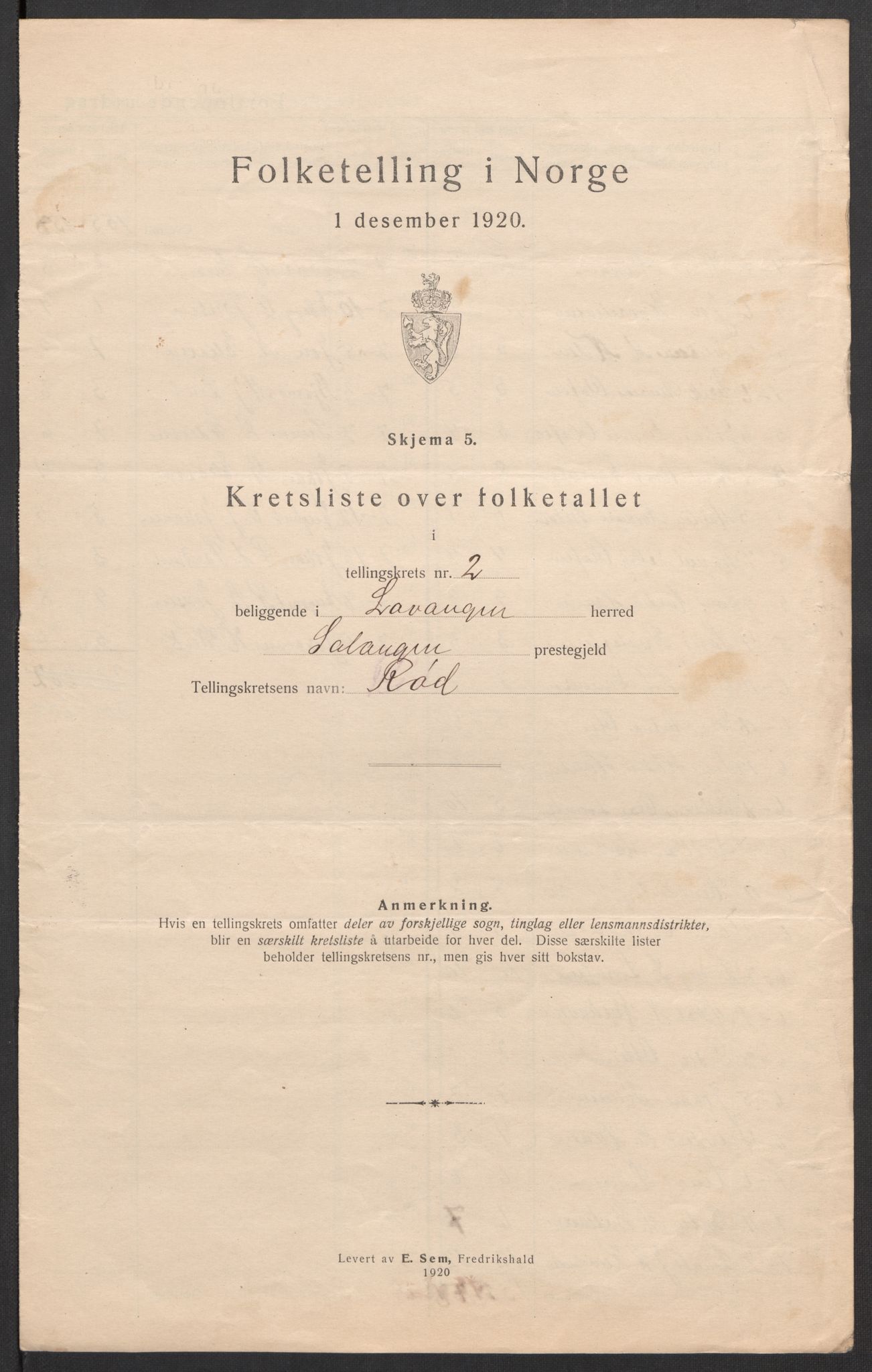 SATØ, 1920 census for Lavangen, 1920, p. 9