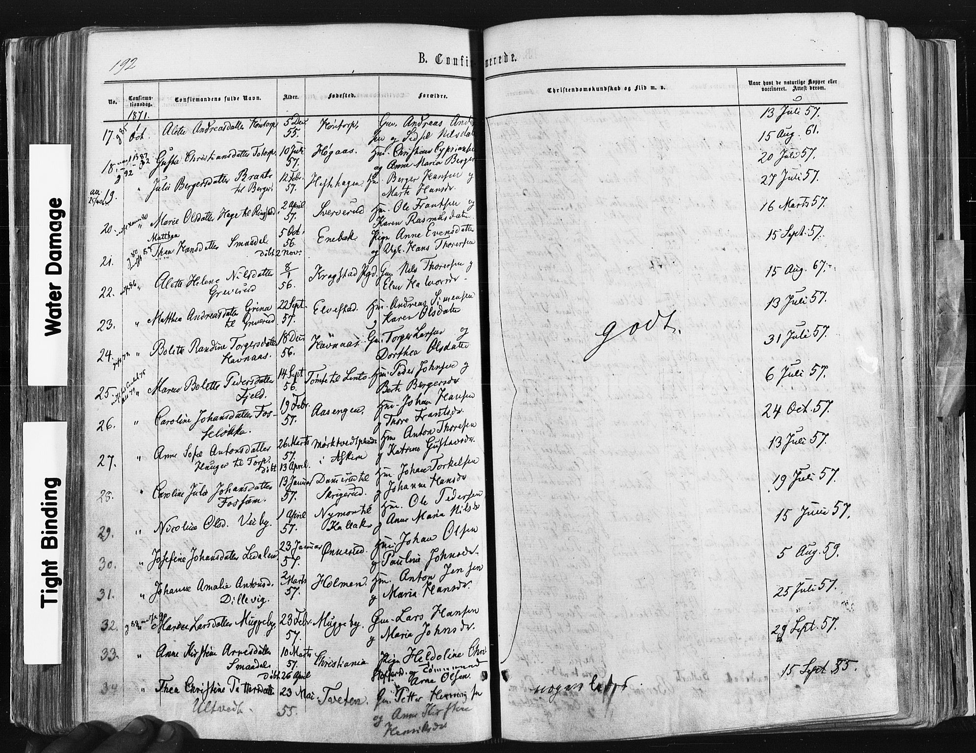 Trøgstad prestekontor Kirkebøker, SAO/A-10925/F/Fa/L0009: Parish register (official) no. I 9, 1865-1877, p. 192