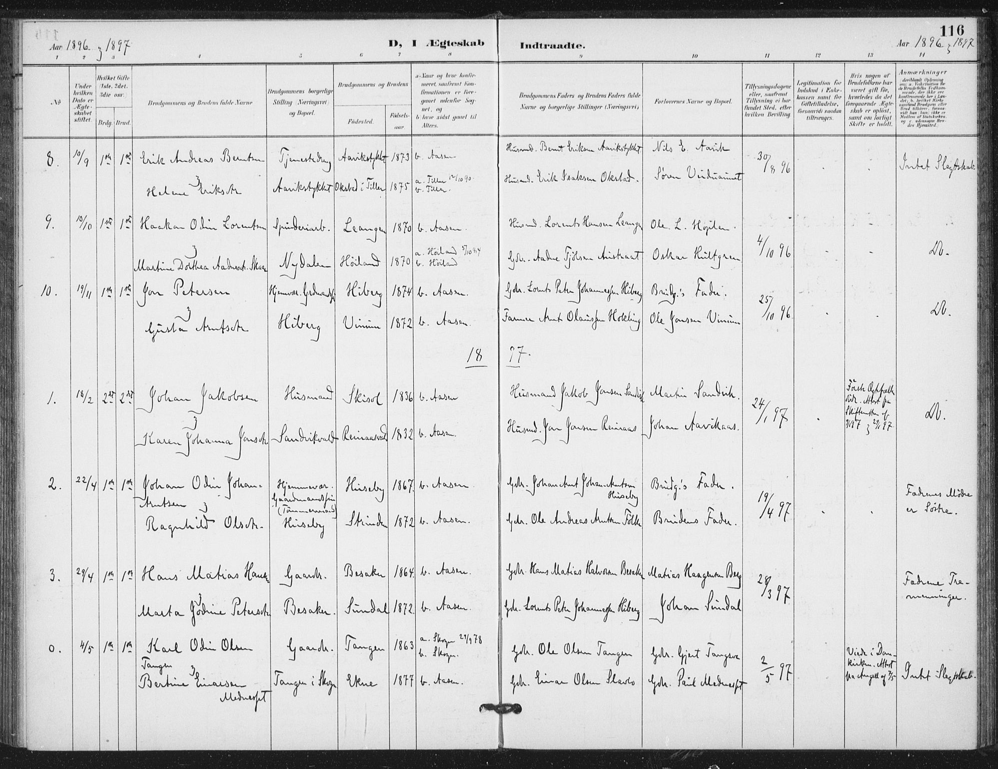 Ministerialprotokoller, klokkerbøker og fødselsregistre - Nord-Trøndelag, SAT/A-1458/714/L0131: Parish register (official) no. 714A02, 1896-1918, p. 116