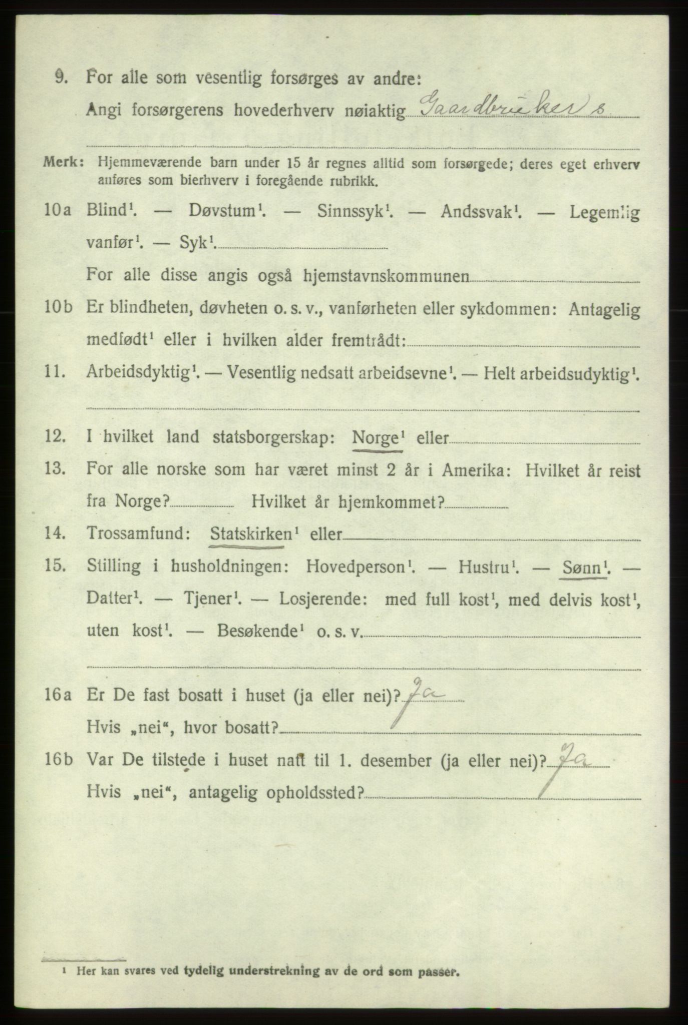 SAB, 1920 census for Tysnes, 1920, p. 1675