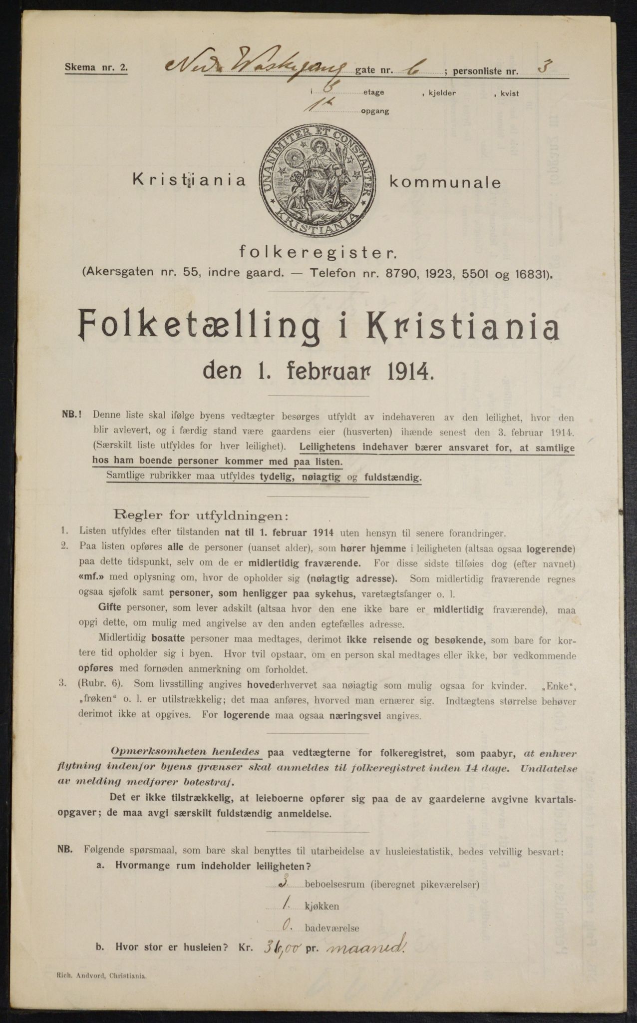 OBA, Municipal Census 1914 for Kristiania, 1914, p. 69545